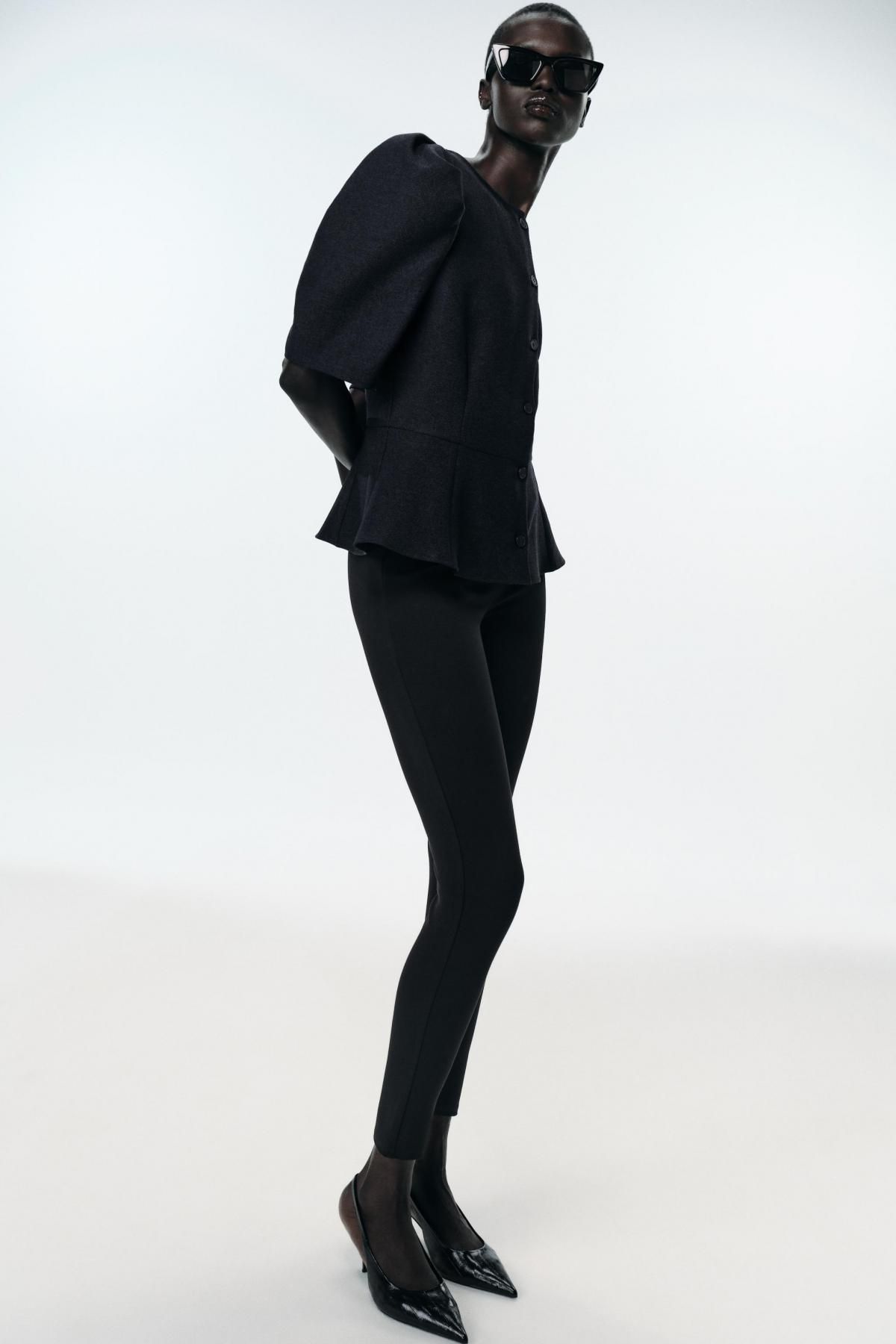 자라 퍼프 슬리브 블랙 페블럼 블라우스 8991/591 ANTHRACITE GREY - 상세 이미지 4
