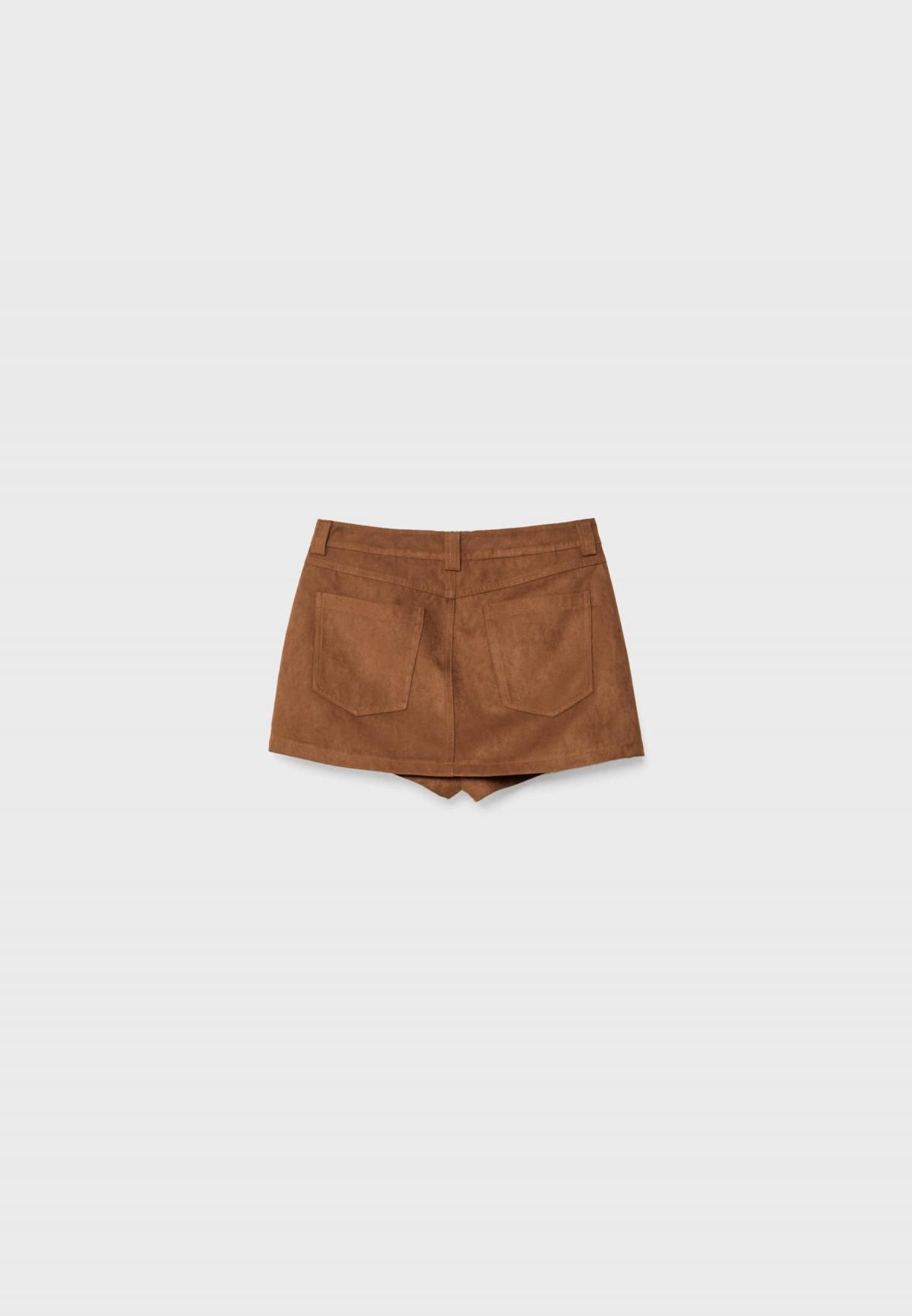 스트라디바리우스 페이크 스웨이드 미니 스커트 팬츠 1283/916 BROWN - 상세 이미지 2