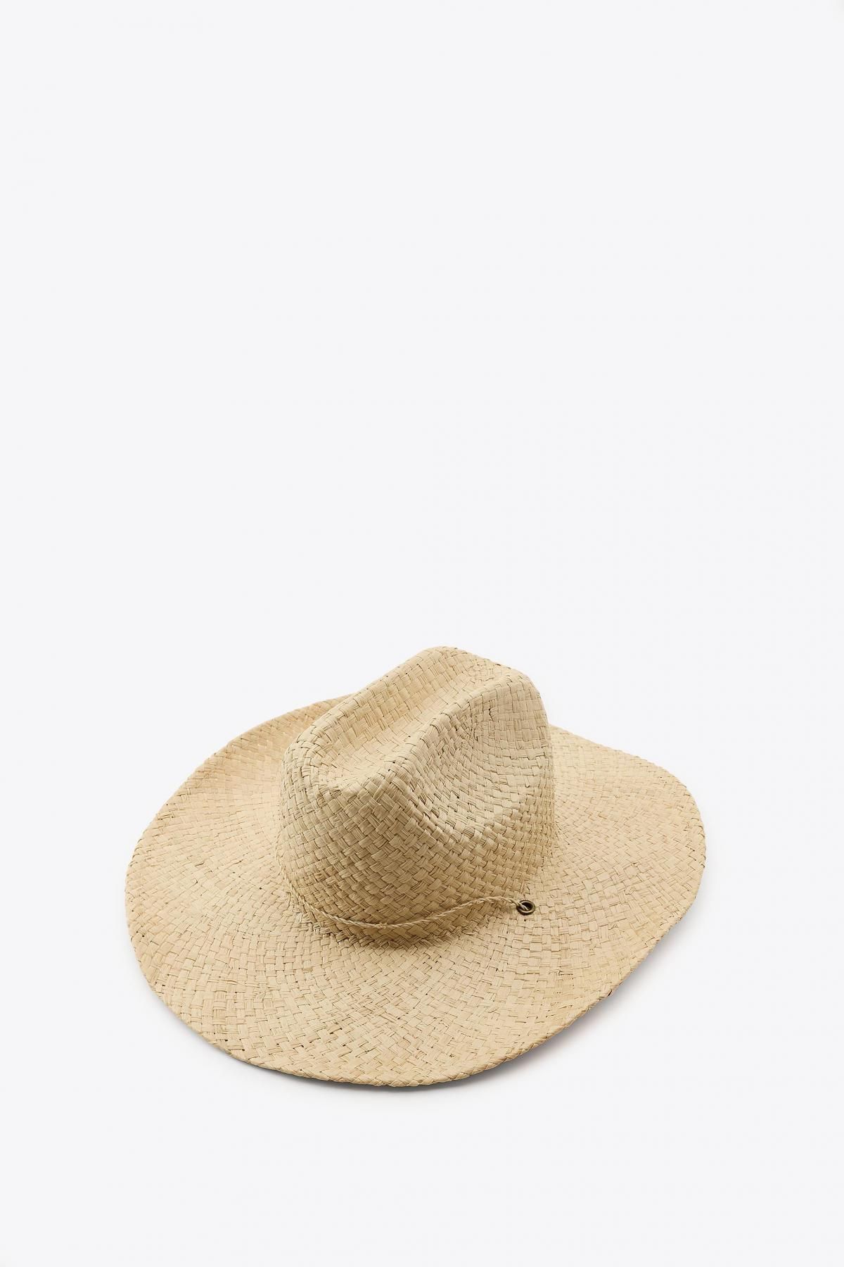 자라 와이드 브림 우븐 카우보이햇 0653/232 LIGHT BEIGE - 상세 이미지 5