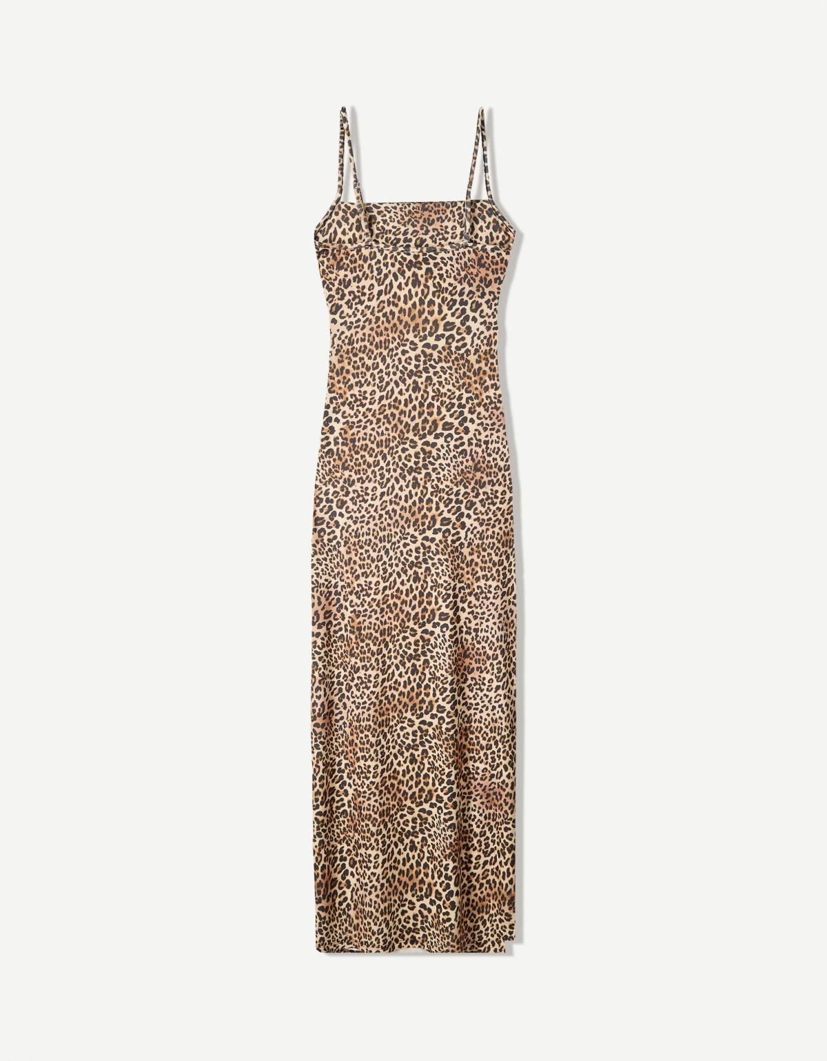 버쉬카 레오파드 패턴 스트랩 미디 원피스 0543/714 CAMEL - 상세 이미지 5