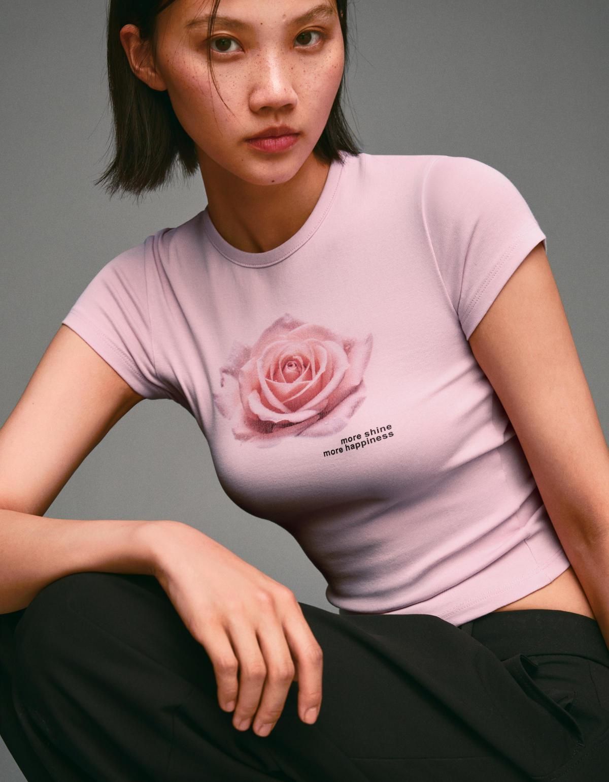 버쉬카 플라워 프린트 라운드넥 반팔 티셔츠 7834/777 PINK - 상세 이미지 5