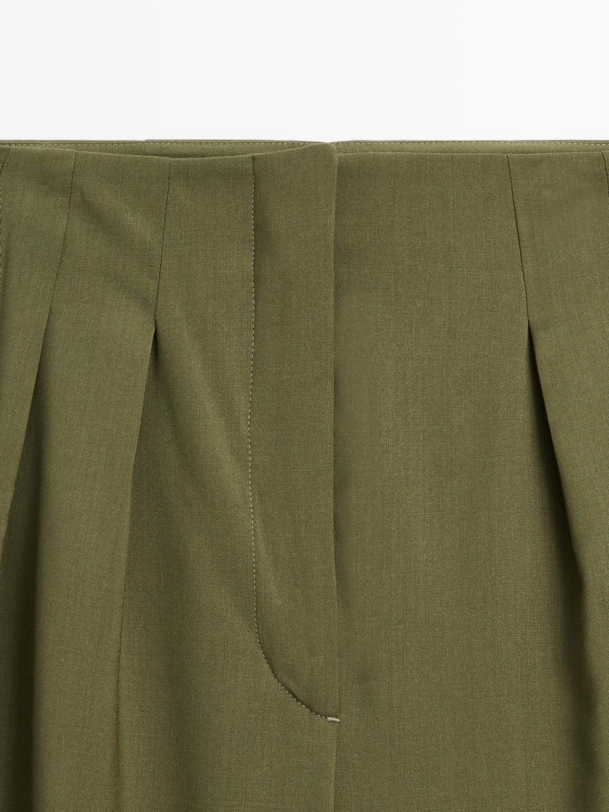 마시모두띠 테크니컬 울 와이드 다트 슬랙스 팬츠 9006/951 MOSS GREEN - 상세 이미지 4