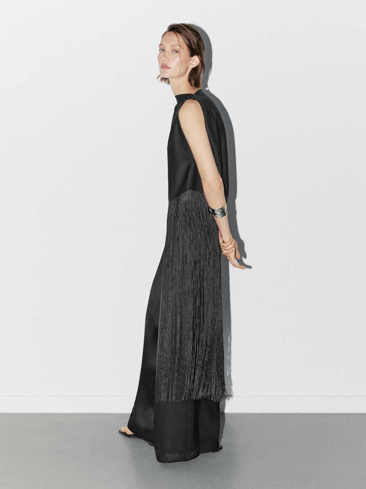 마시모두띠 프린지 슬리브리스 롱 원피스 9401/951 BLACK - 상세 이미지 3