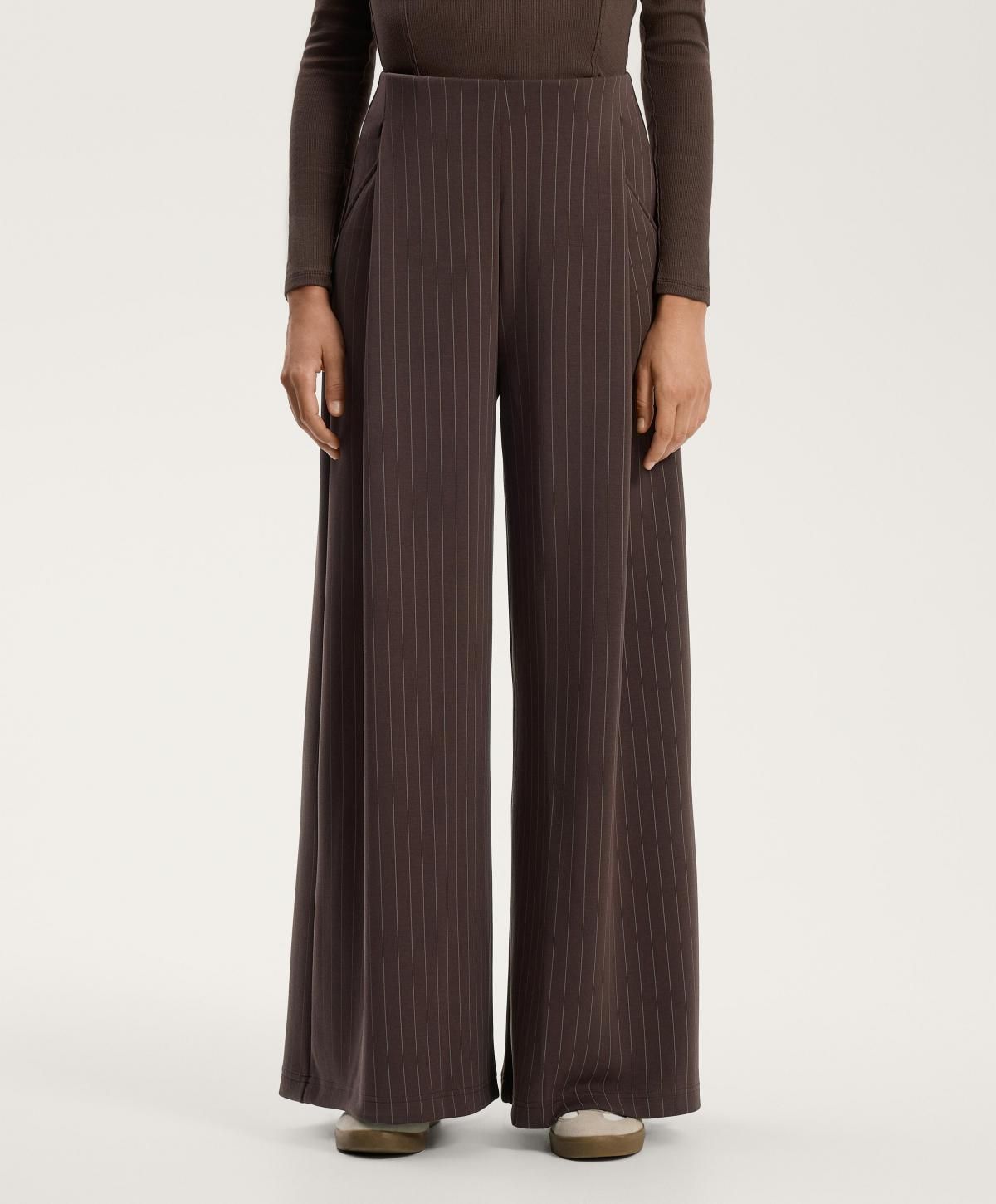 오이쇼 소프트 모달 스트라이프 와이드 팬츠 4040/791 DARKREDDISH-BROWN - 상품 이미지