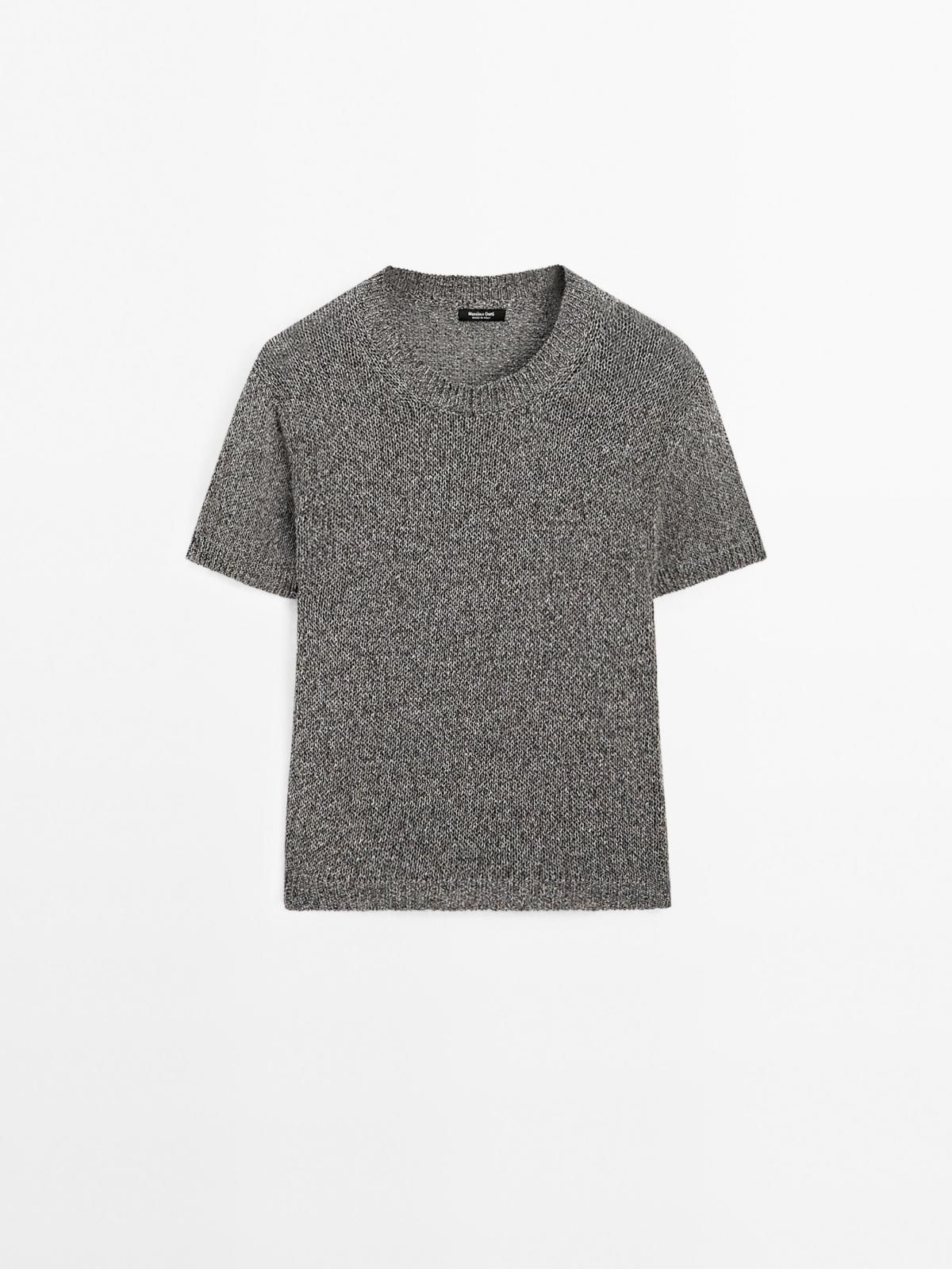 마시모두띠 메탈릭 라운드넥 슬림핏 반팔 니트 스웨터 5761/679 MEDIUM GREY - 상품 이미지