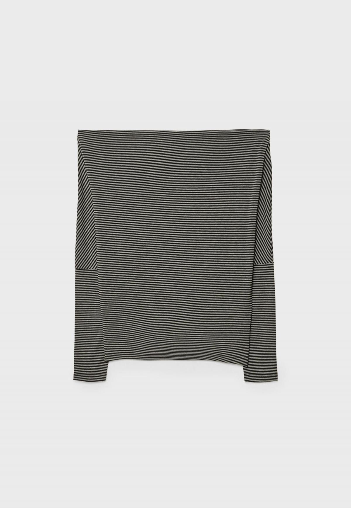 스트라디바리우스 스트라이프 오프숄더 소프트 모달 긴팔 티셔츠 6681/968 DARK GREY - 상품 이미지