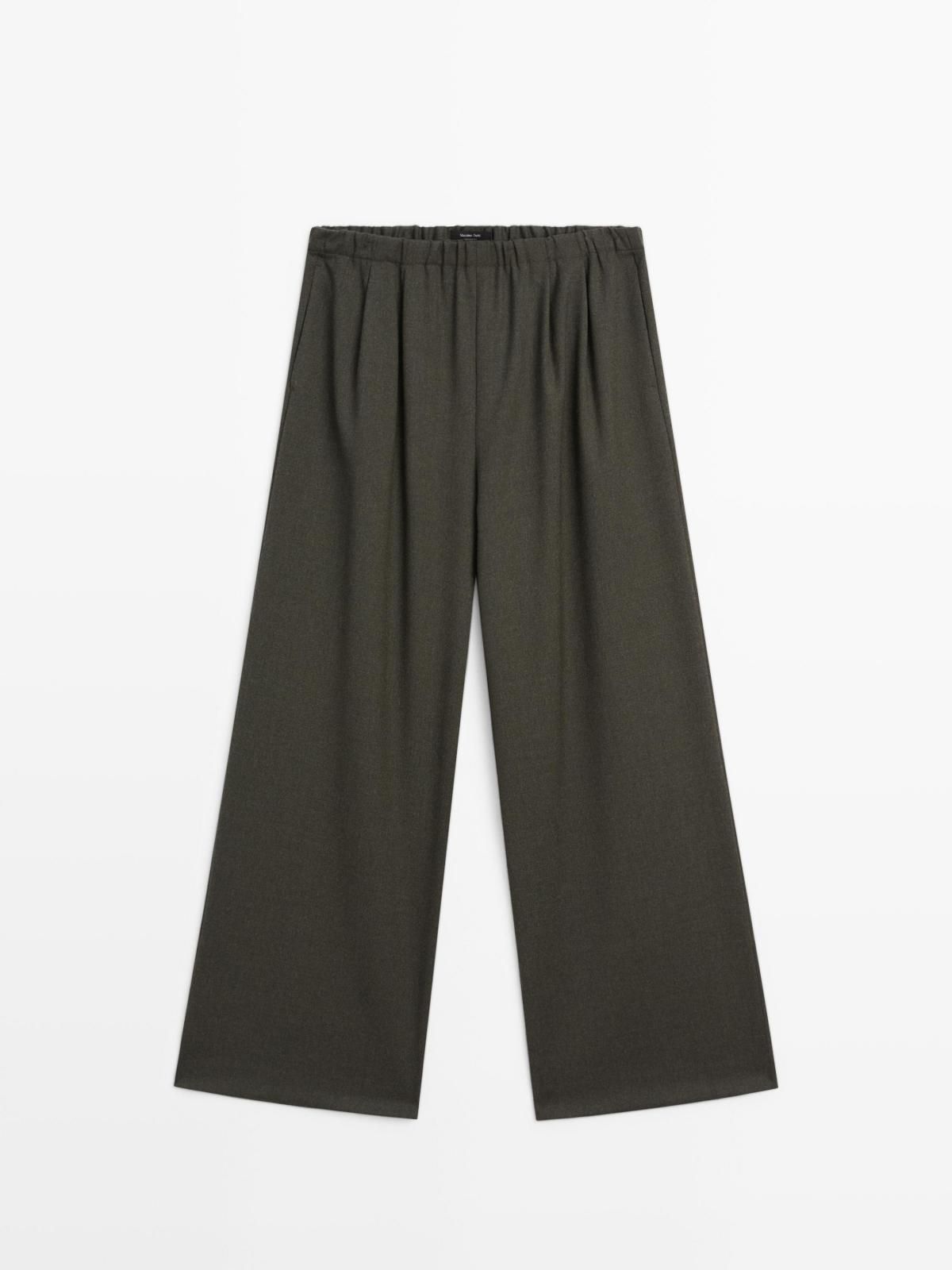 마시모두띠 울블렌드 플리츠 밴딩 와이드 팬츠 5069/718 DARK GREEN - 상세 이미지 5