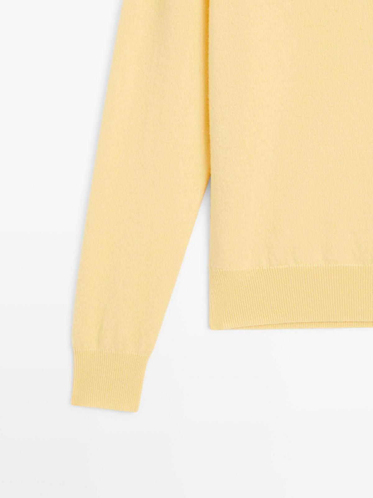 마시모두띠 프리미엄 울 블렌드 브이넥 니트 스웨터 5612/593 PALE YELLOW - 상세 이미지 4