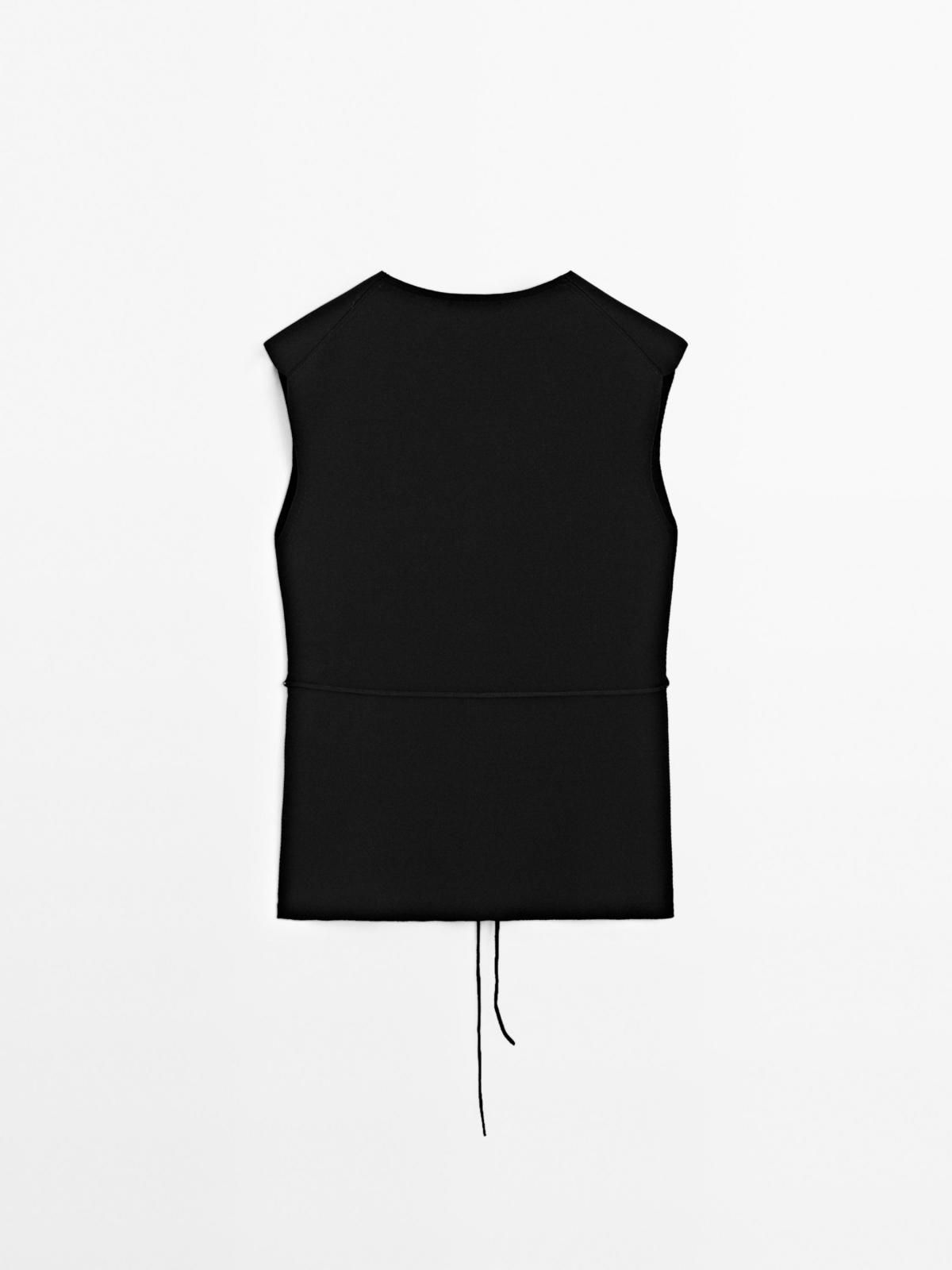마시모두띠 미니멀 브이넥 니트 베스트 5650/573 BLACK - 상세 이미지 2
