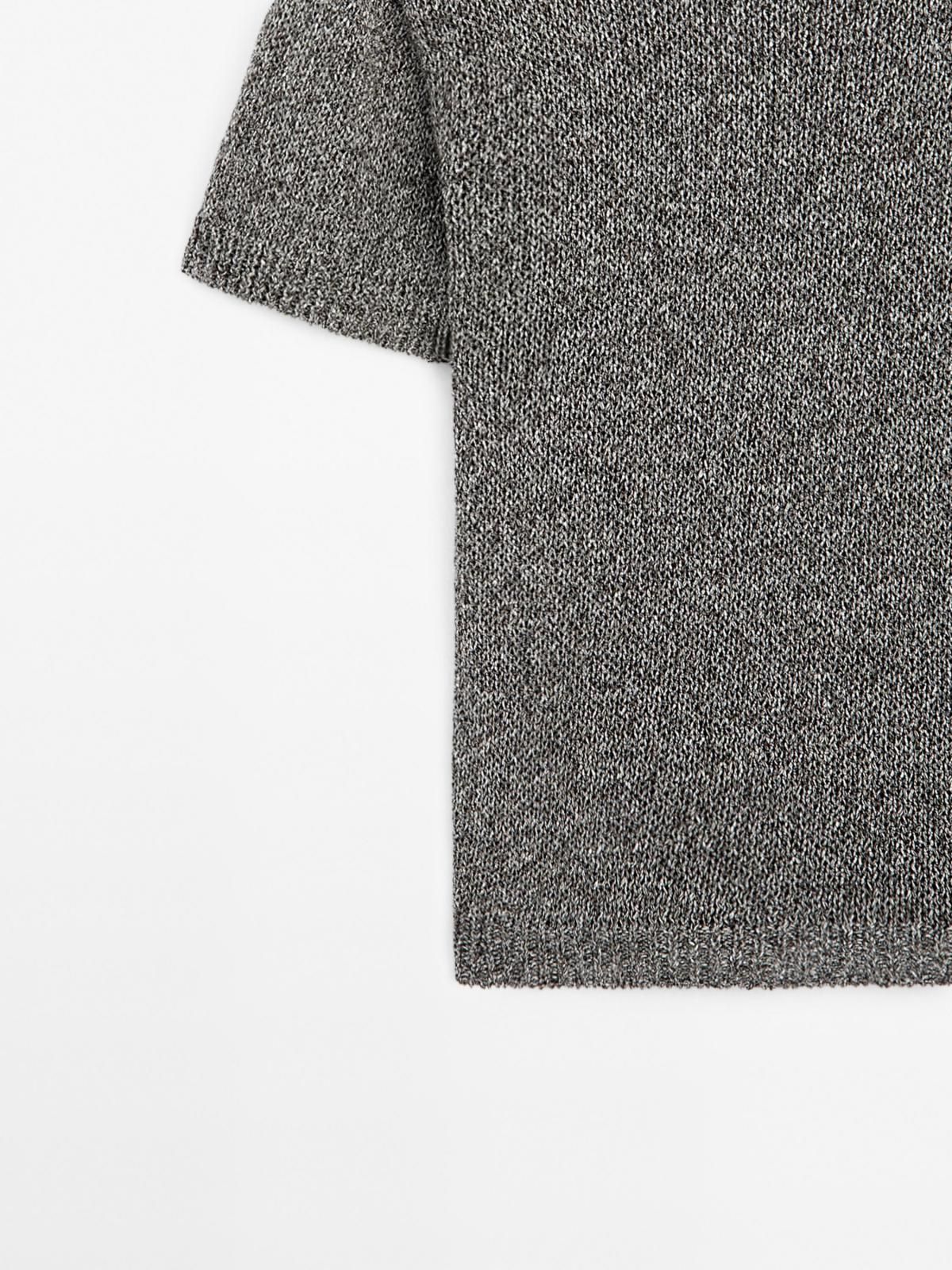 마시모두띠 메탈릭 라운드넥 슬림핏 반팔 니트 스웨터 5761/679 MEDIUM GREY - 상세 이미지 4