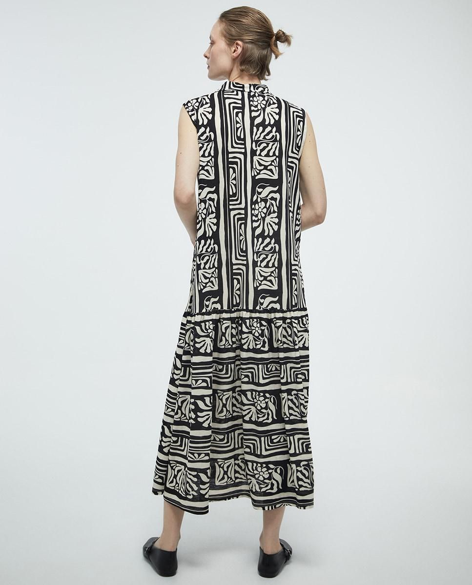 스페라 에스닉 패턴 민소매 셔츠 미디 원피스 56262109327 NEGRO - 상세 이미지 4