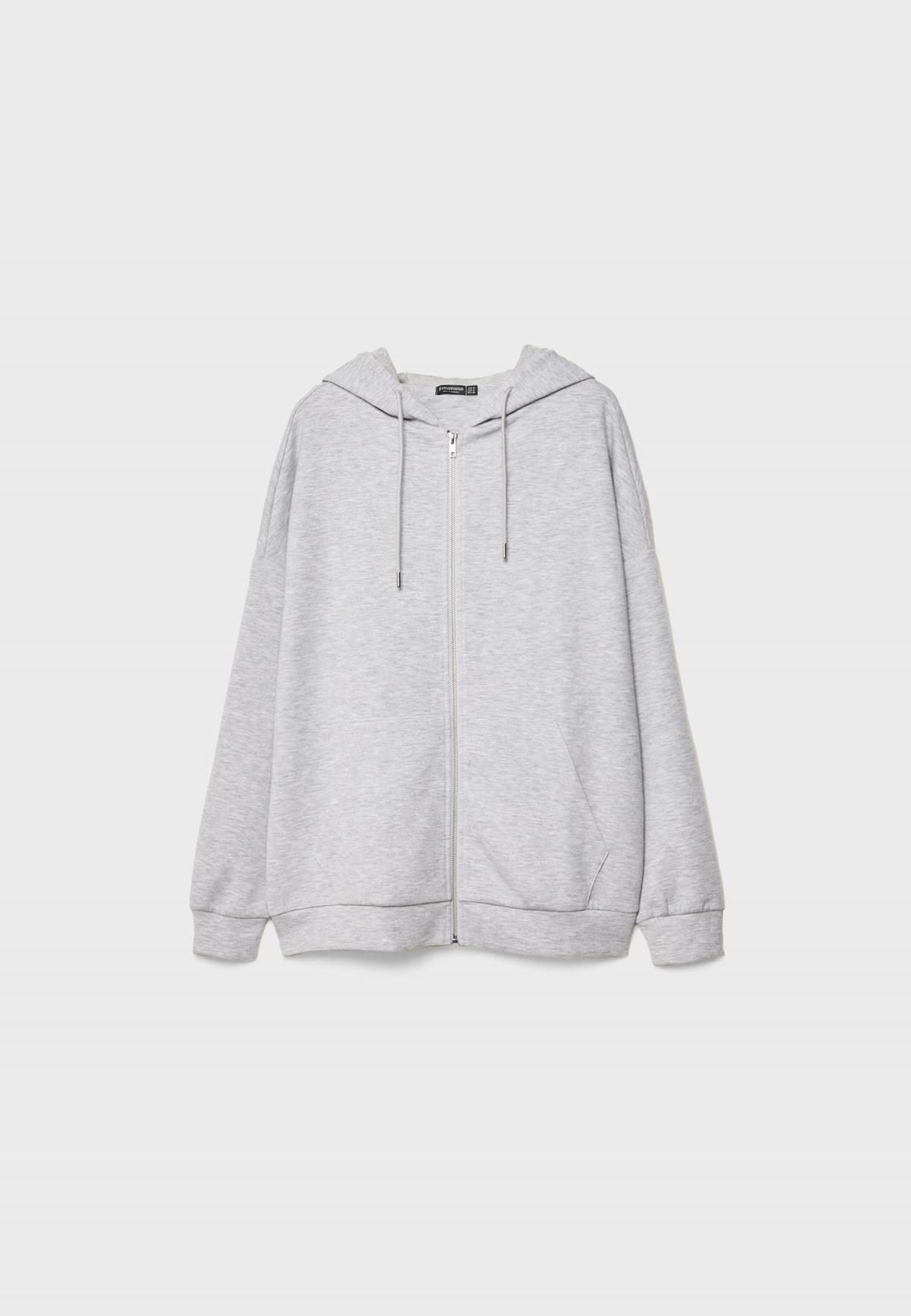 스트라디바리우스 오버핏 라이트그레이 집업 후드티 6513/910 GREY MELANGE - 상품 이미지