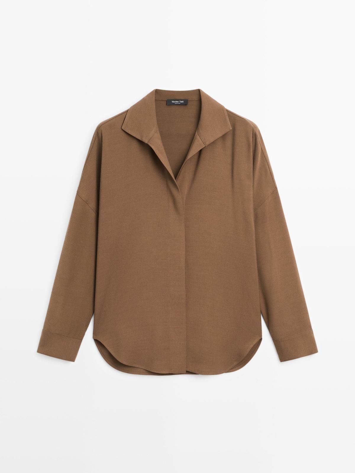 마시모두띠 플루이드 코튼 블렌드 긴팔 셔츠 5177/977 BROWN - 상품 이미지