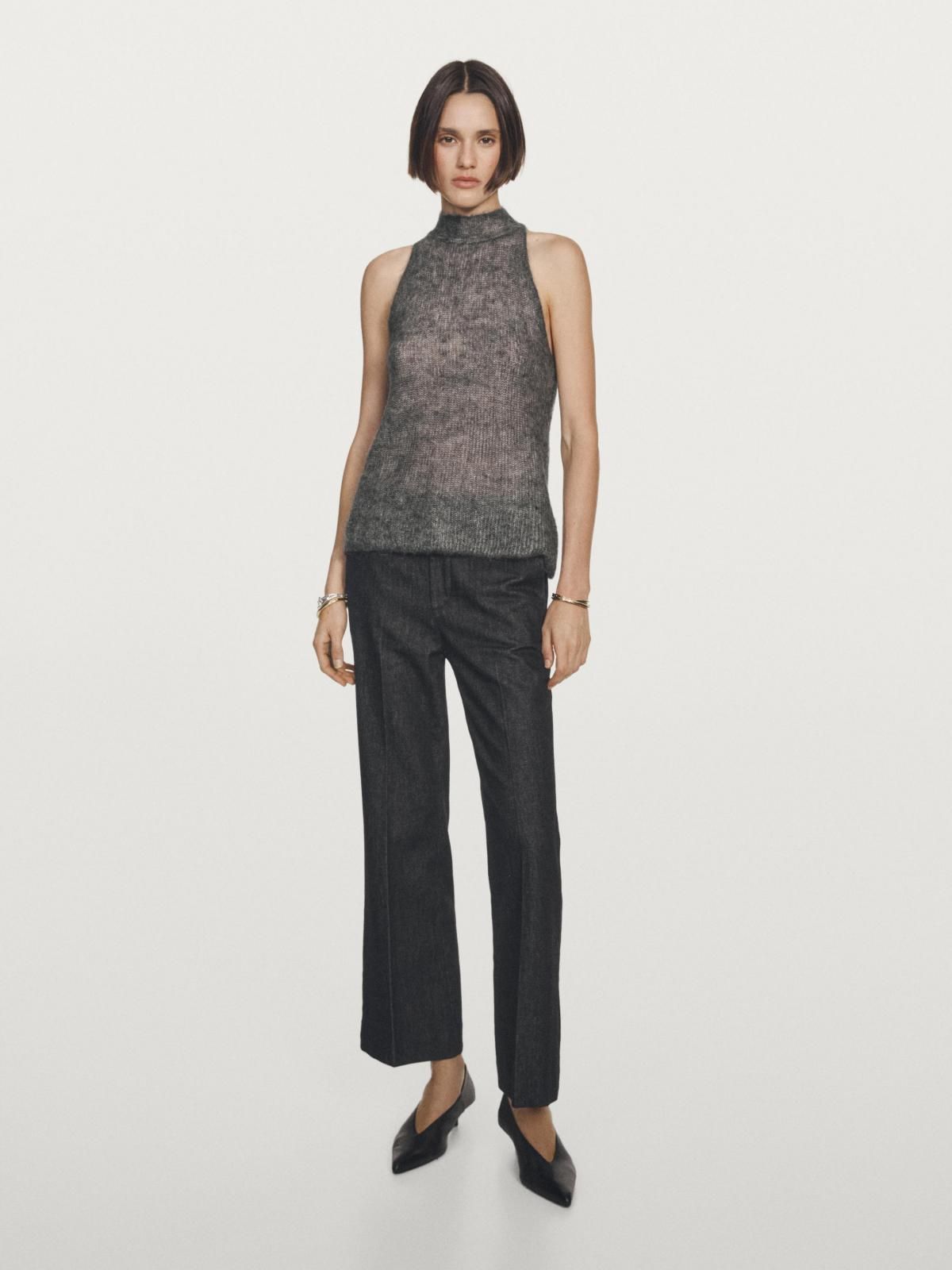 마시모두띠 알파카 울 니트 하이넥 민소매 탑 5786/691 ANTHRACITE GREY - 상세 이미지 2