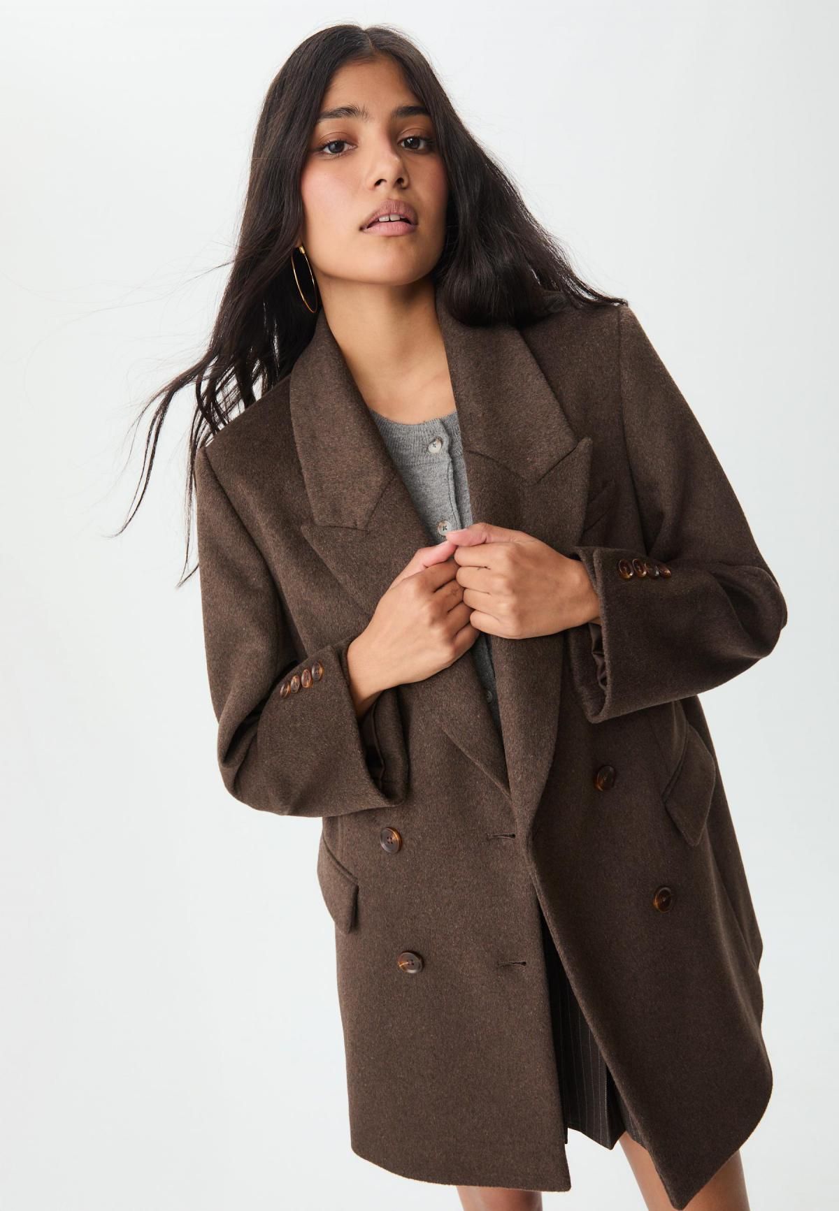 스트라디바리우스 클래식 더블브레스트 레귤러핏 코트 8473/771 BROWN - 상세 이미지 5