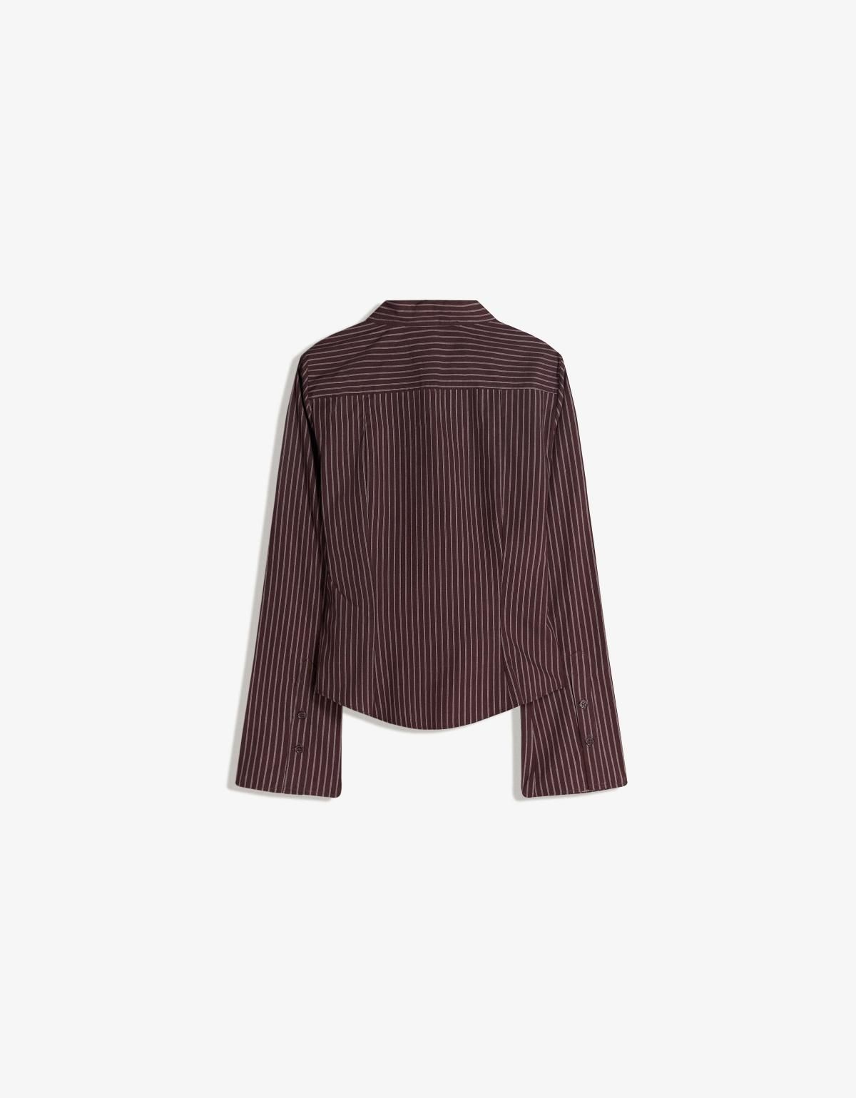 버쉬카 테일러드 스트라이프 플레어 슬리브 셔츠 6278/692 BROWN - 상세 이미지 2
