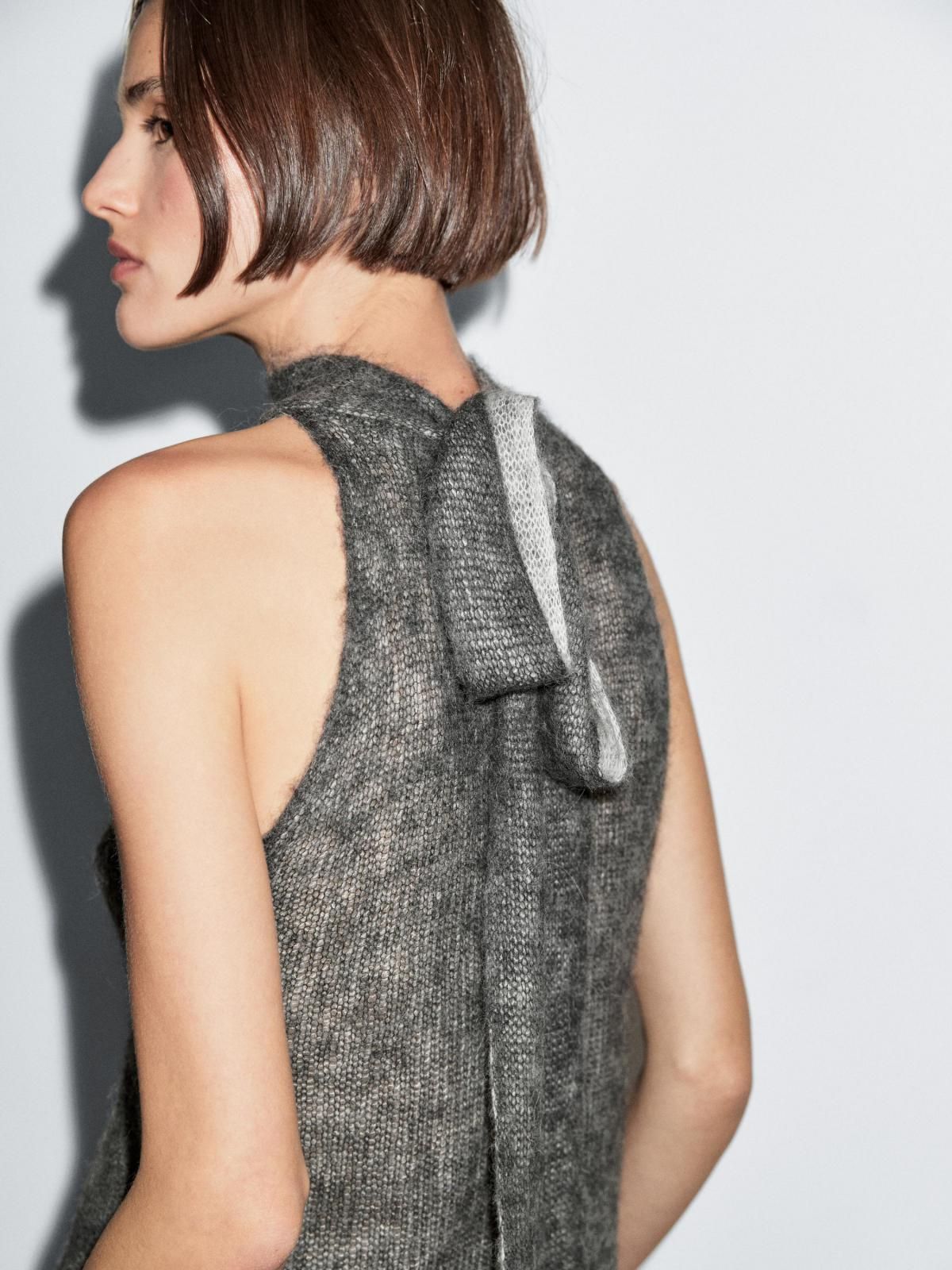 마시모두띠 알파카 울 니트 하이넥 민소매 탑 5786/691 ANTHRACITE GREY - 상세 이미지 4