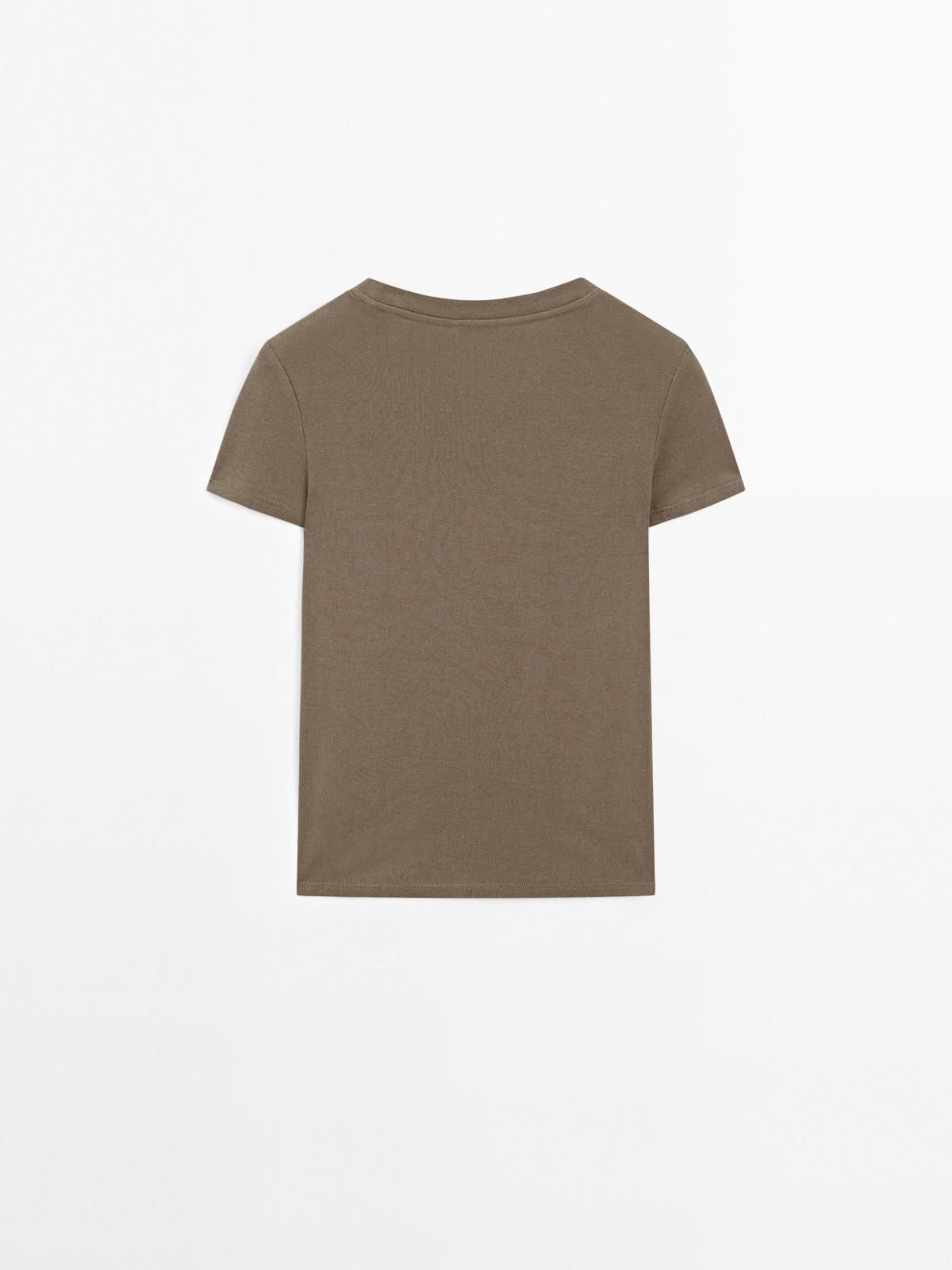 마시모두띠 베이직 텍스처드 크레이프 코튼 반팔 티셔츠 6264/505 MOLE BROWN - 상세 이미지 4