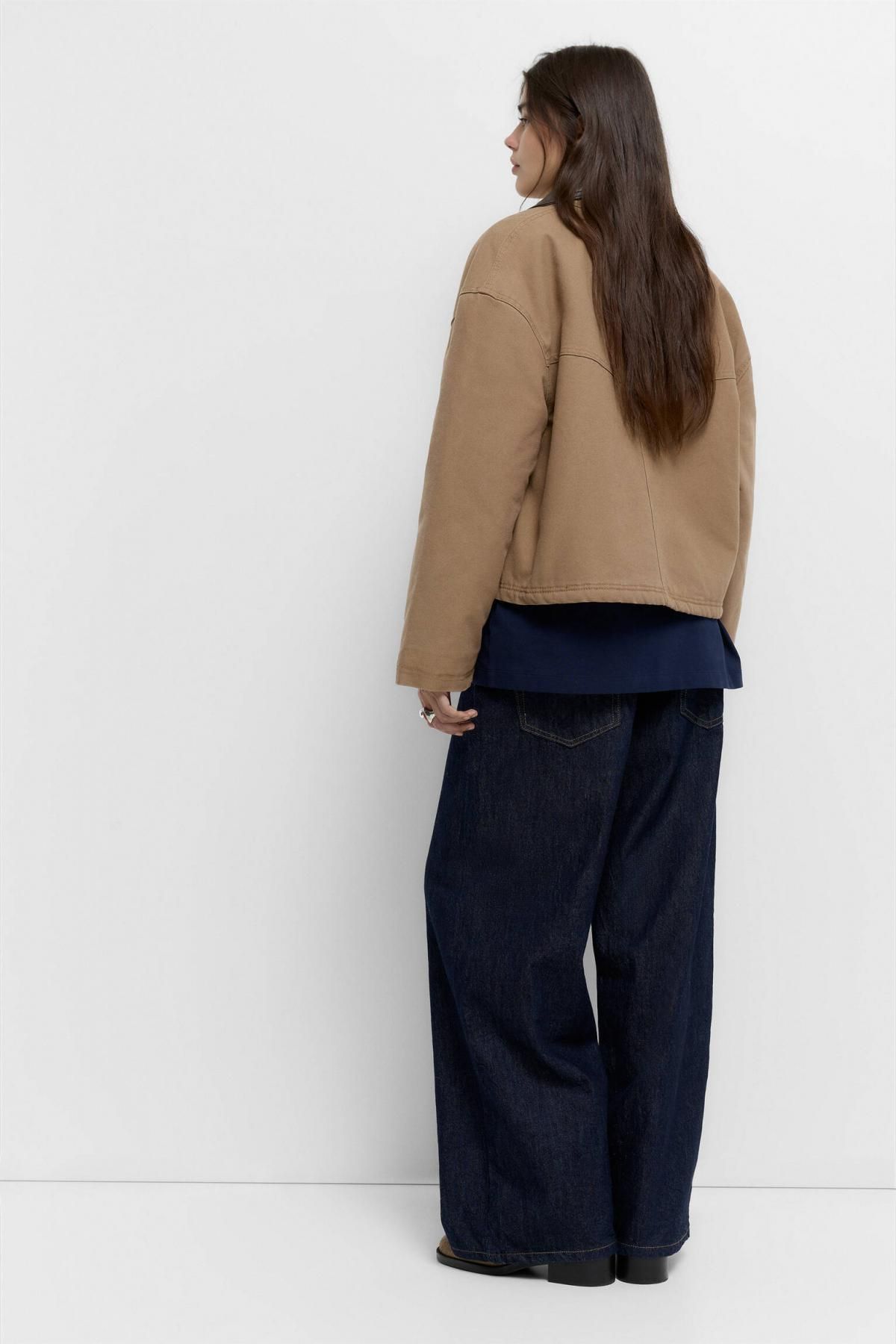 풀앤베어 레더믹스 카라 테크니컬 집업 재킷 7700/331 OCHRE - 상세 이미지 4