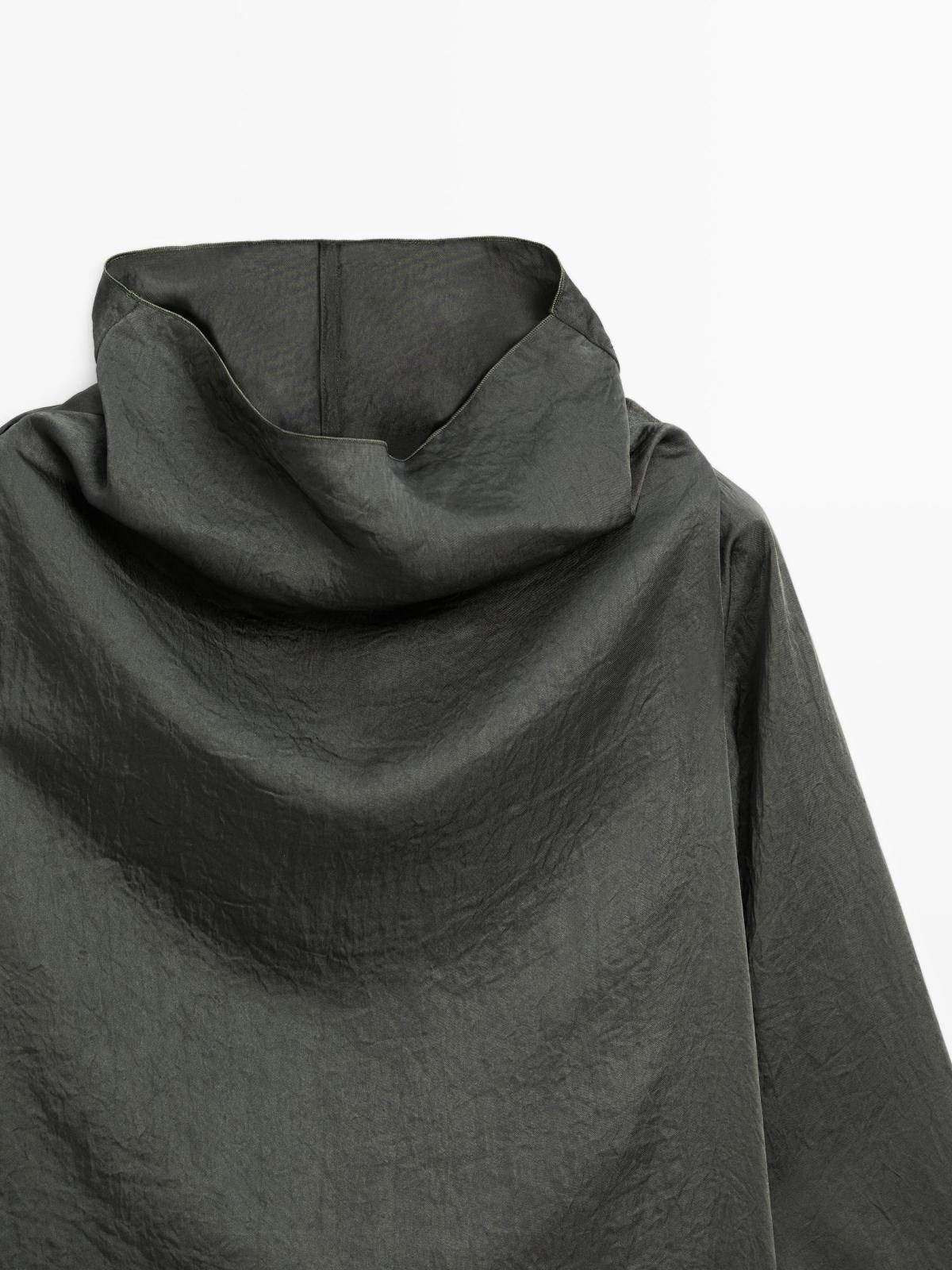 마시모두띠 실키 새틴 드레이프 하이넥 블라우스 9315/950 DARK GREEN - 상세 이미지 5