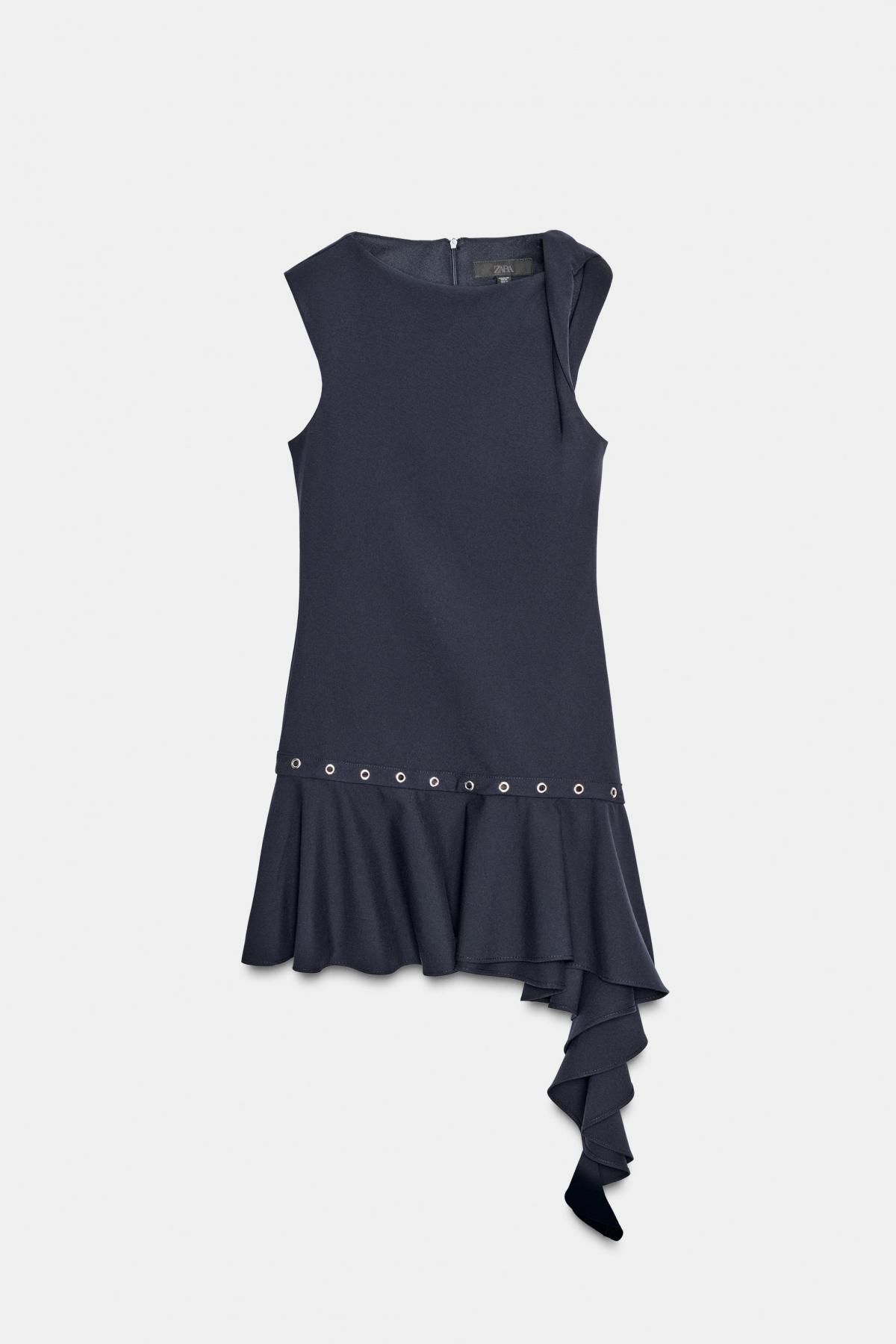 자라 비스코스 스터드 비대칭 러플 미니 원피스 4661/248 NAVY BLUE - 메인 이미지