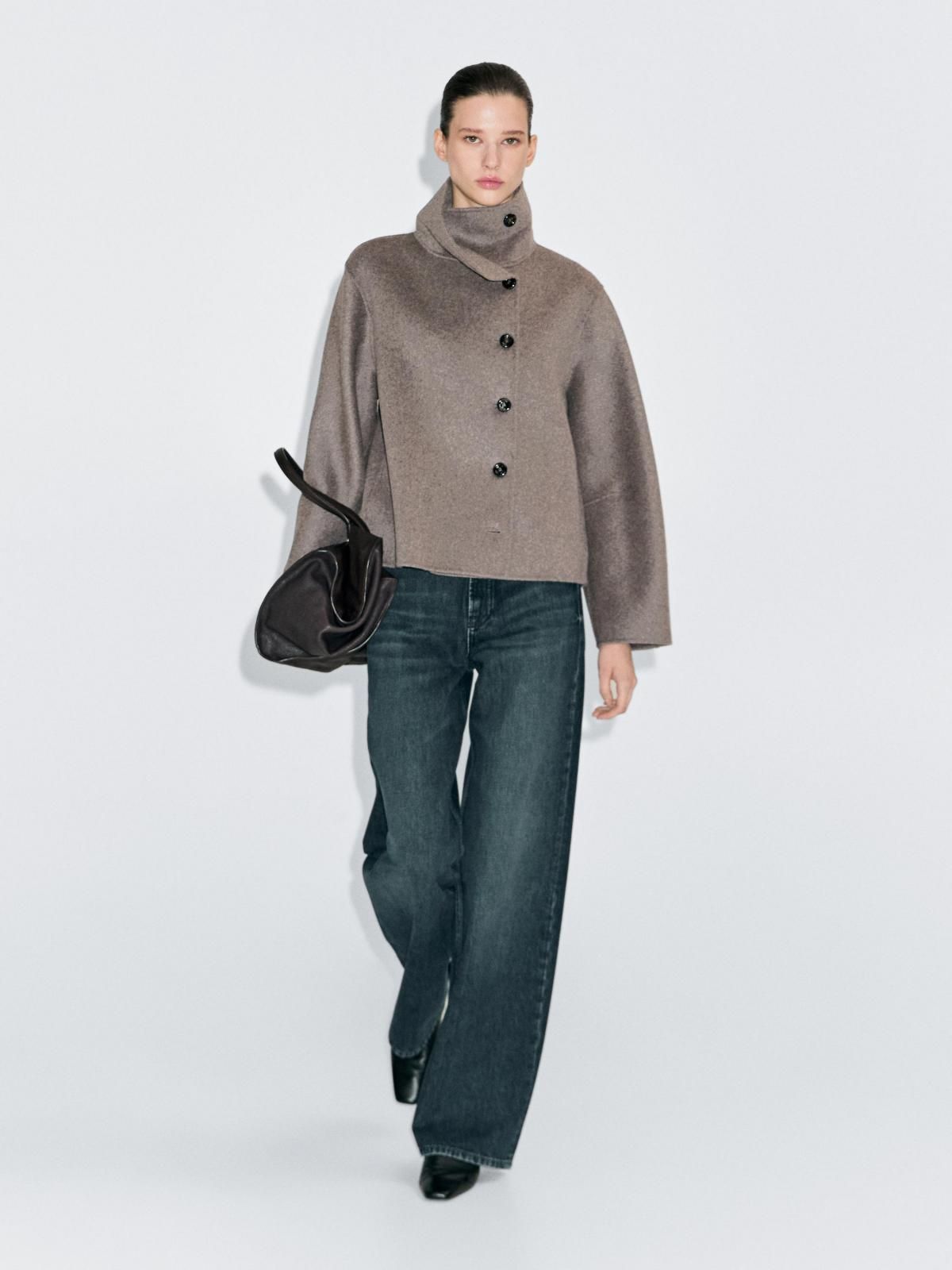 마시모두띠 울블렌드 오버핏 하이넥 숏코트 6403/954 NATURAL GREY - 상세 이미지 3