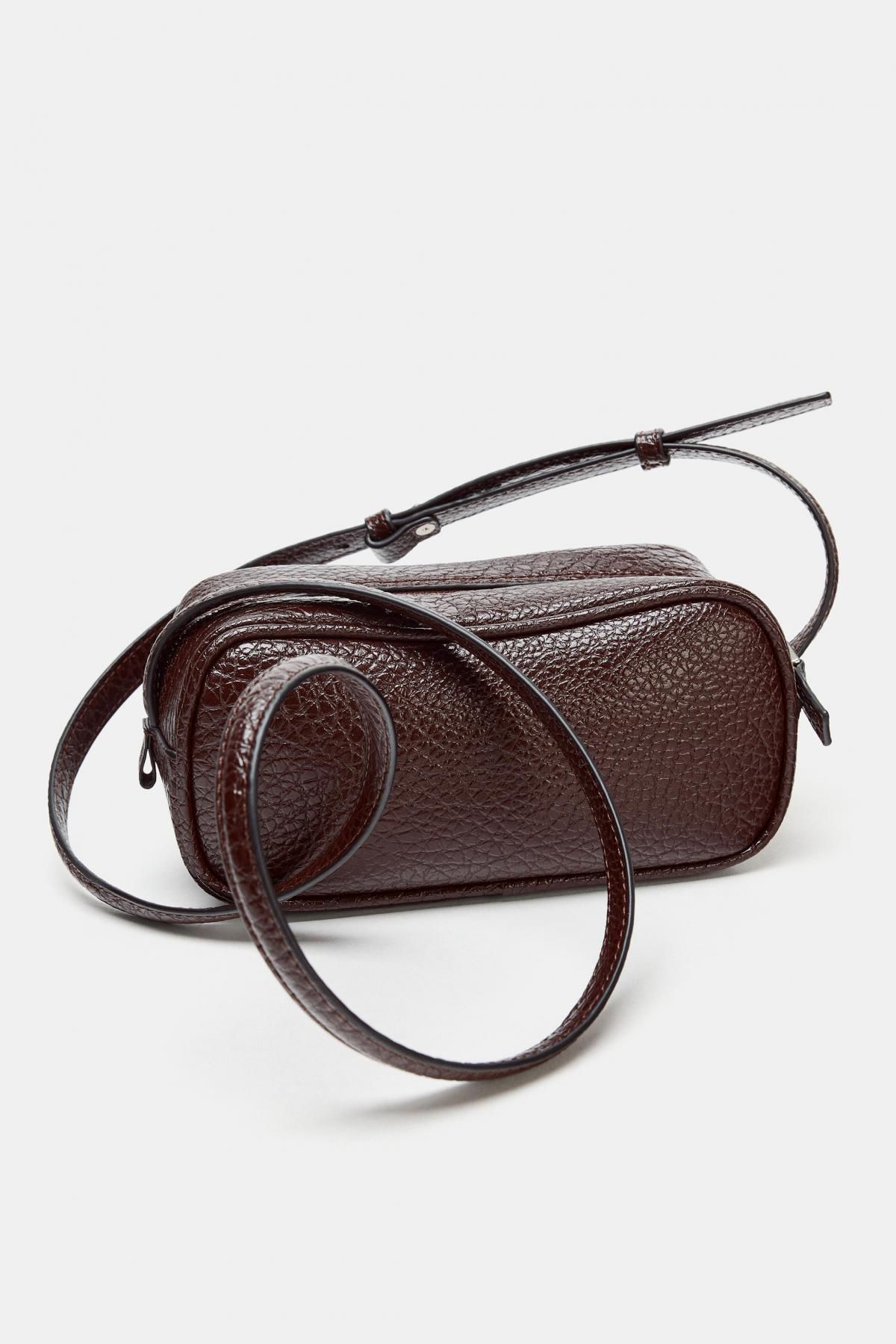 자라 그레인드 미니 크로스 볼링백 6637/610 BURGUNDY RED