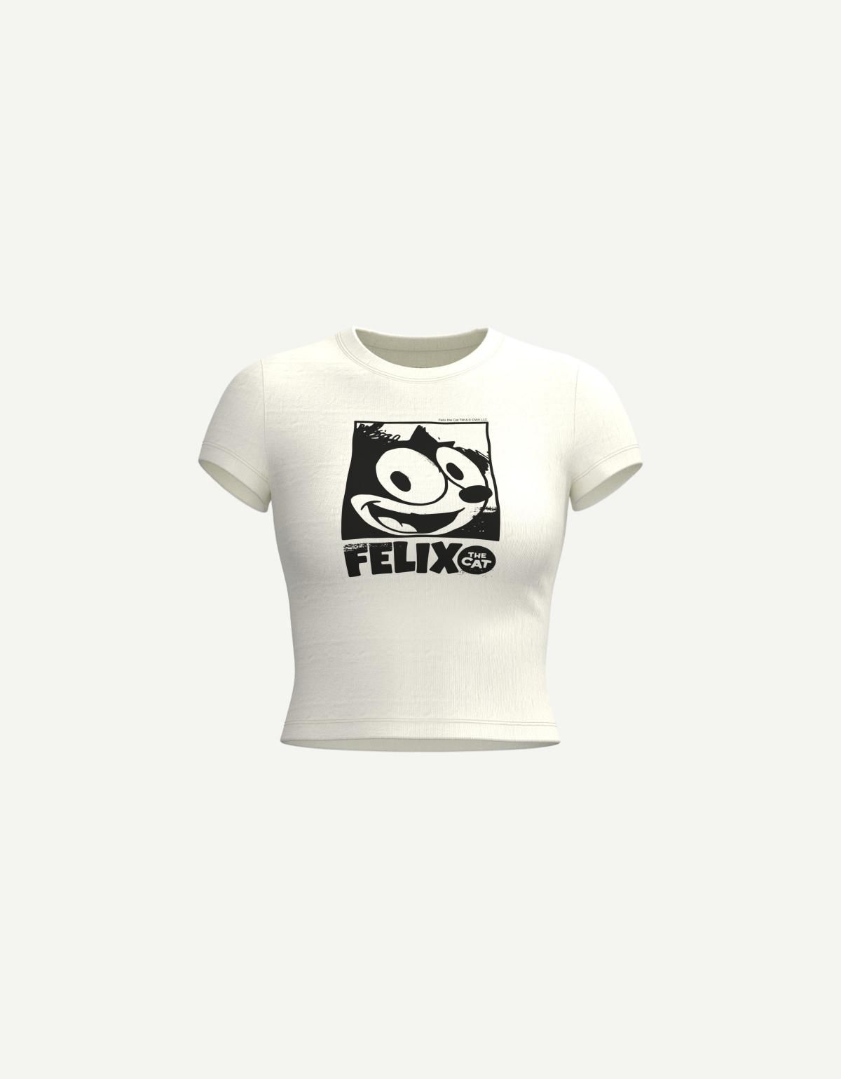 버쉬카 펠릭스 더 캣 그래픽 크롭 반팔 티셔츠 2686/817 OFF WHITE - 상세 이미지 3