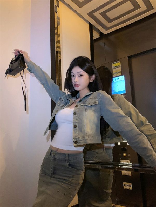 여성 상하 투피스 청자켓 스커트 코디 트위드 스타일 재킷 하객룩 캐주얼 오피스룩 세련된 디자인 편안한 착용감 - 상세 이미지 3