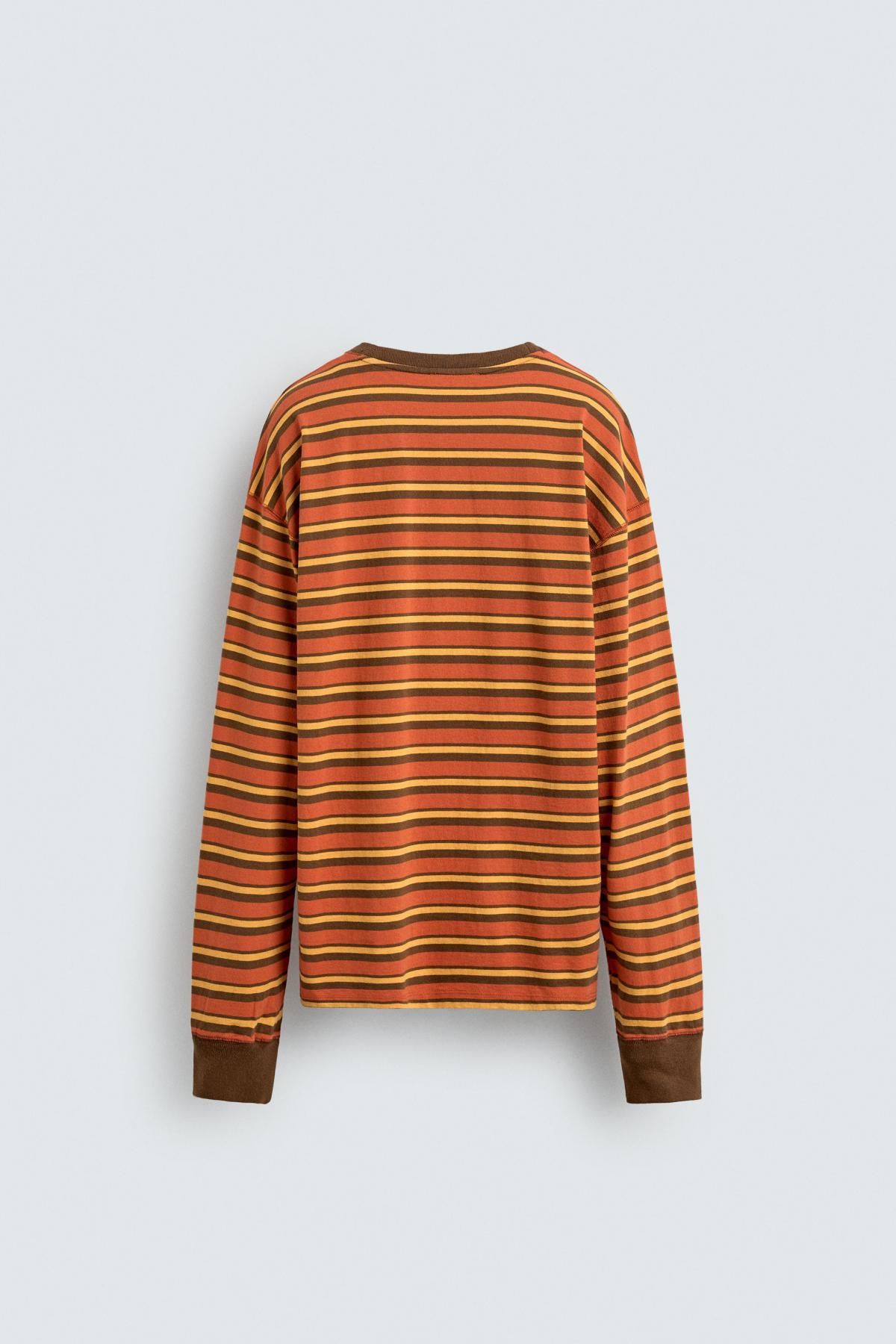 자라 스트라이프 미키 패치 긴팔 티셔츠 X 해리 램버트 디즈니 0858/816 ORANGE / YELLOW - 상세 이미지 3