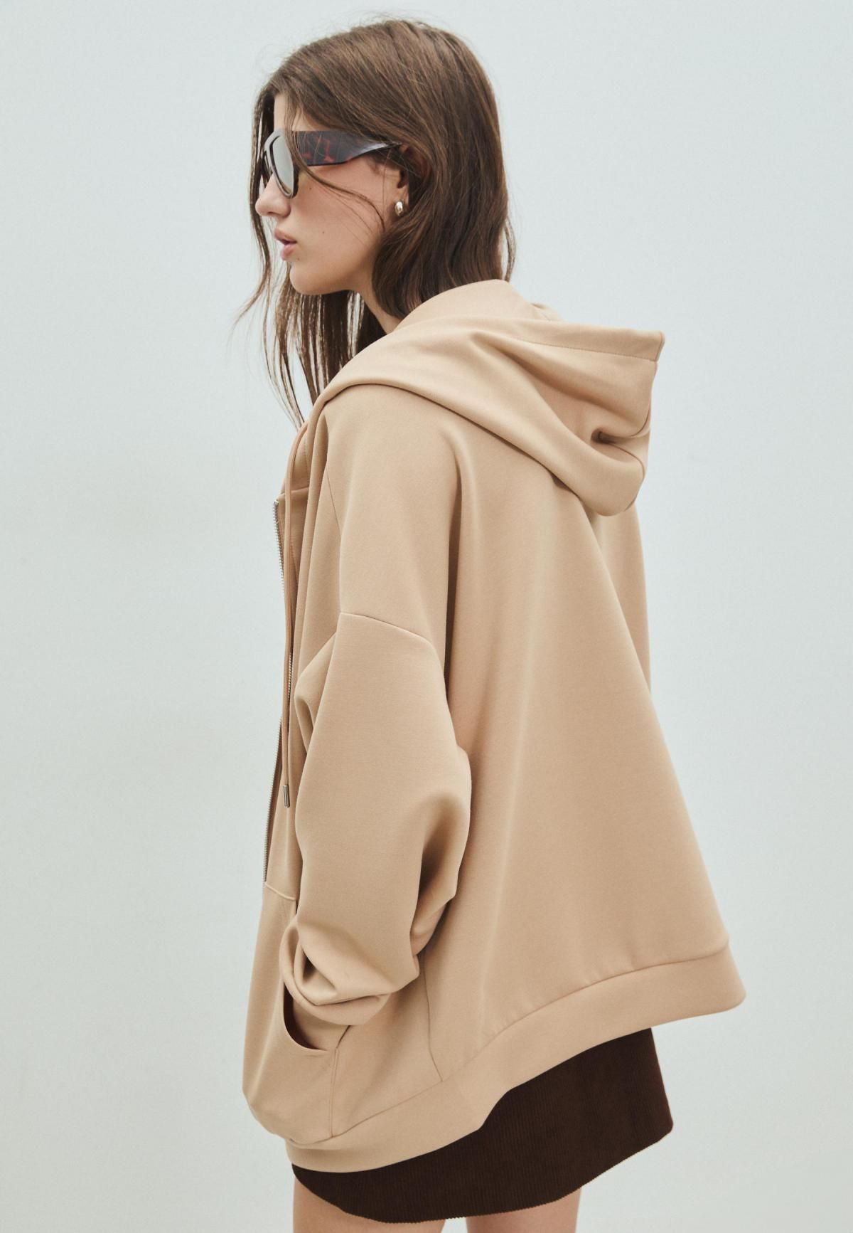 스트라디바리우스 오버핏 베이지 집업 후드티 6513/910 STONE