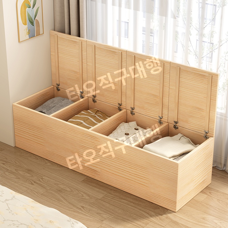 낮은이불장 이불 수납 안방 원룸 수납장 키작은 미니 장농 장롱 작은 침실 원목 - 상품 이미지