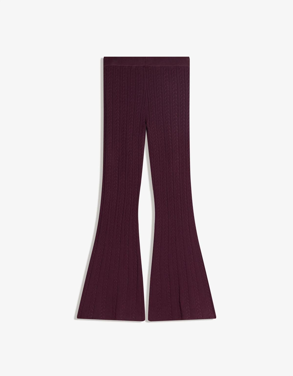 버쉬카 케이블 니트 부츠컷 플레어 팬츠 6162/376 BURGUNDY - 메인 이미지