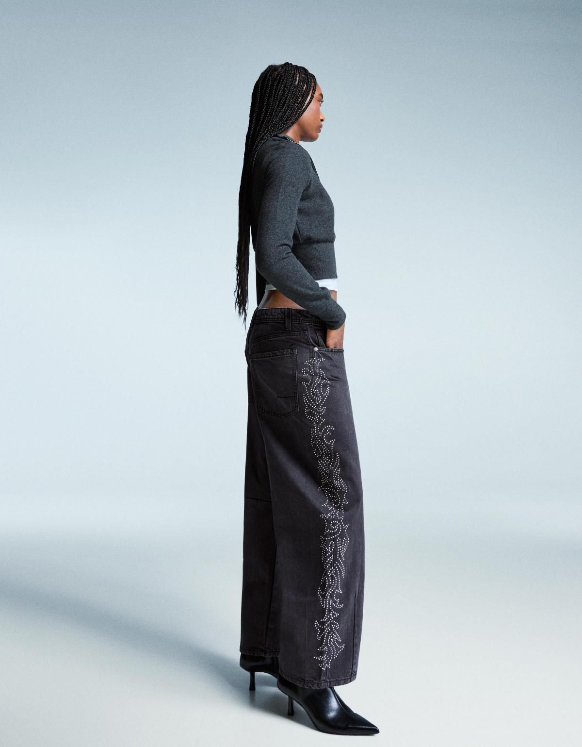 버쉬카 샤이니 디테일 배럴 와이드 팬츠 5140/388 GREY - 상세 이미지 5