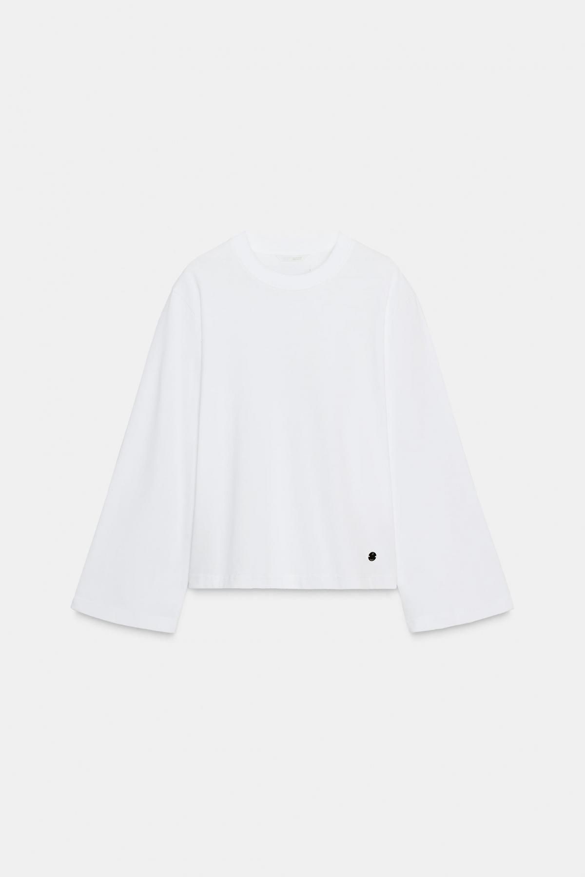 자라 미니멀 라벨 긴팔 티셔츠 5644/910 WHITE