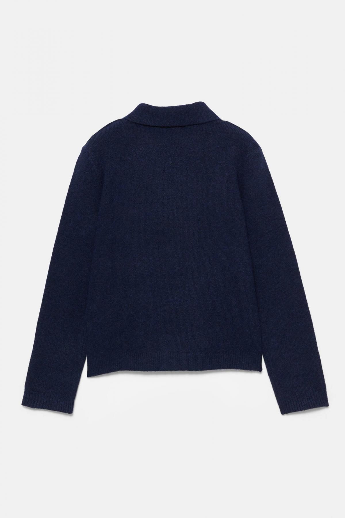 풀앤베어 소프트 라운드넥 버튼업 긴팔 베이직 니트 스웨터 7550/309 NAVY - 상세 이미지 3