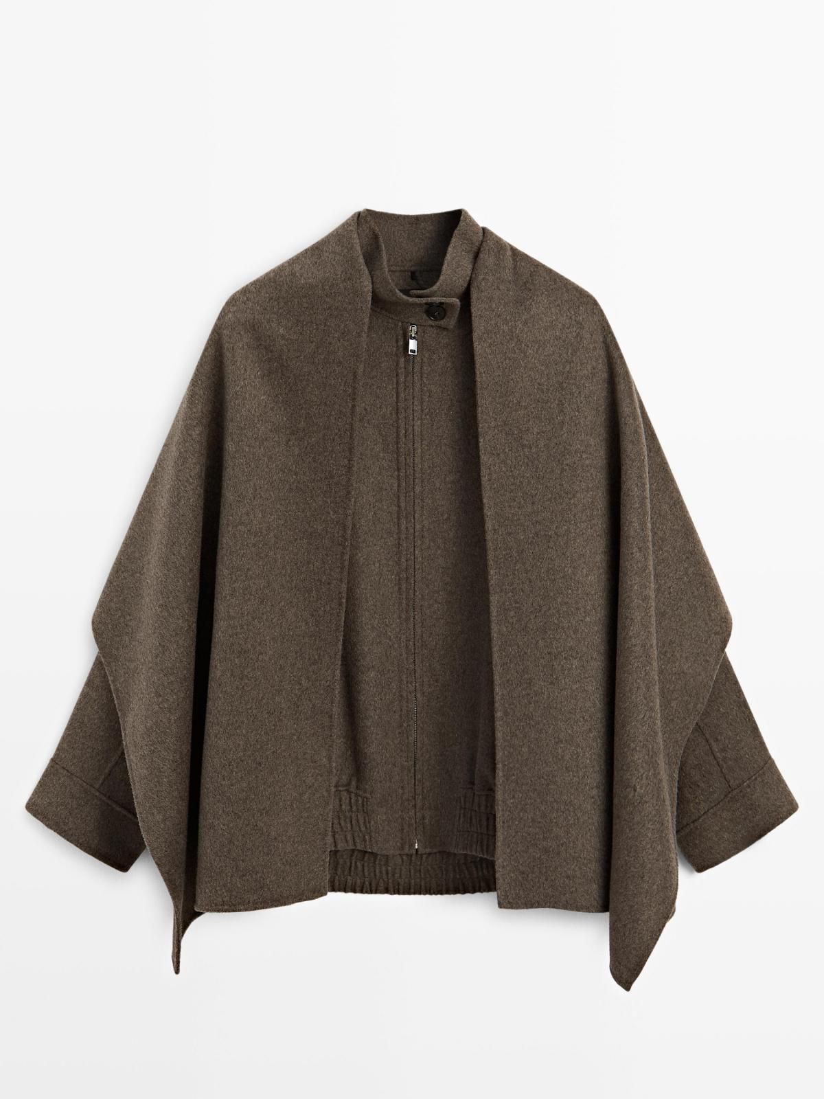 마시모두띠 울 블렌드 오버핏 스카프 봄버 재킷 6433/983 GREY - 상품 이미지