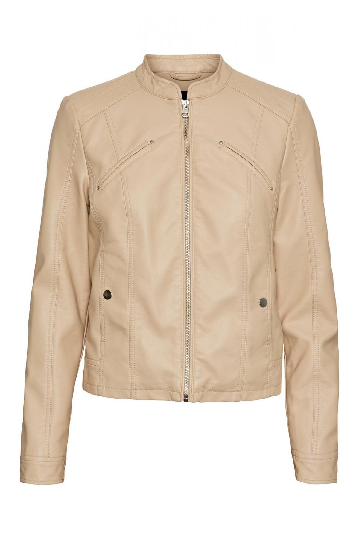 베로모다 베이지 레더라이크 테크니컬 집업 재킷 7930095 BEIGE - 메인 이미지