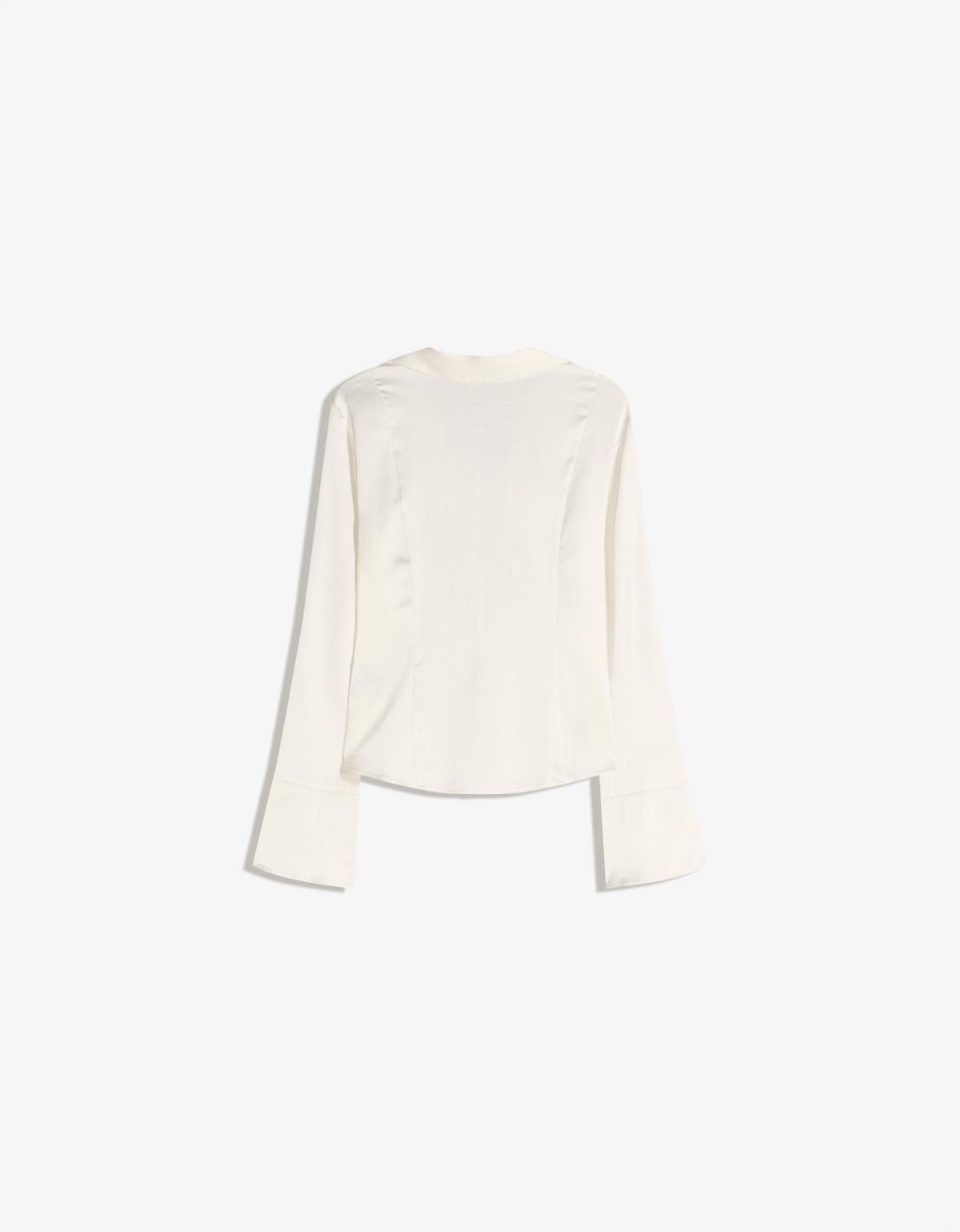 버쉬카 시크 새틴 레이스업 긴팔 셔츠 6275/692 CREAM - 상세 이미지 2