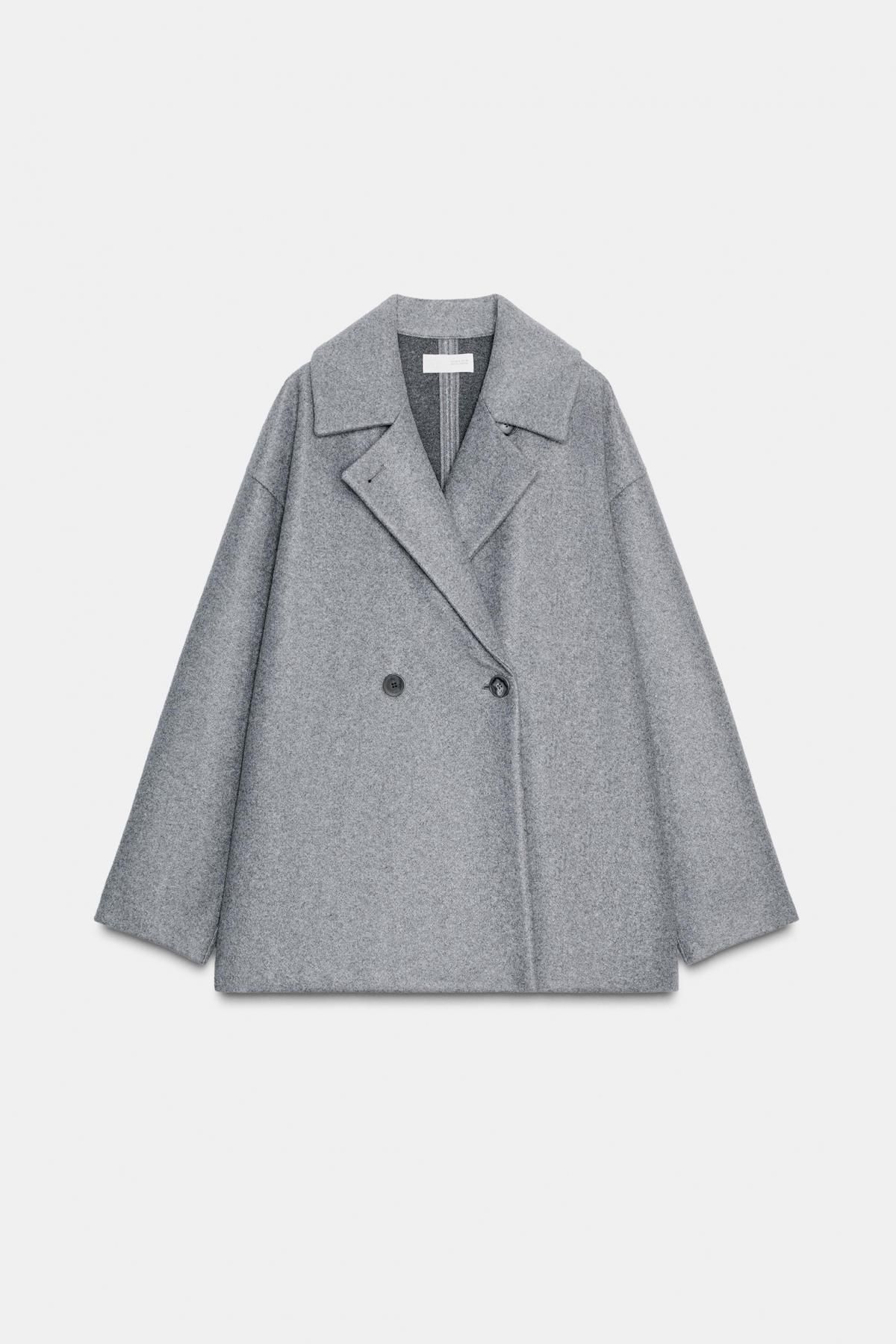 자라 소프트 테크니컬 더블브레스트 숏코트 5070/650 ANTHRACITE GREY - 상품 이미지