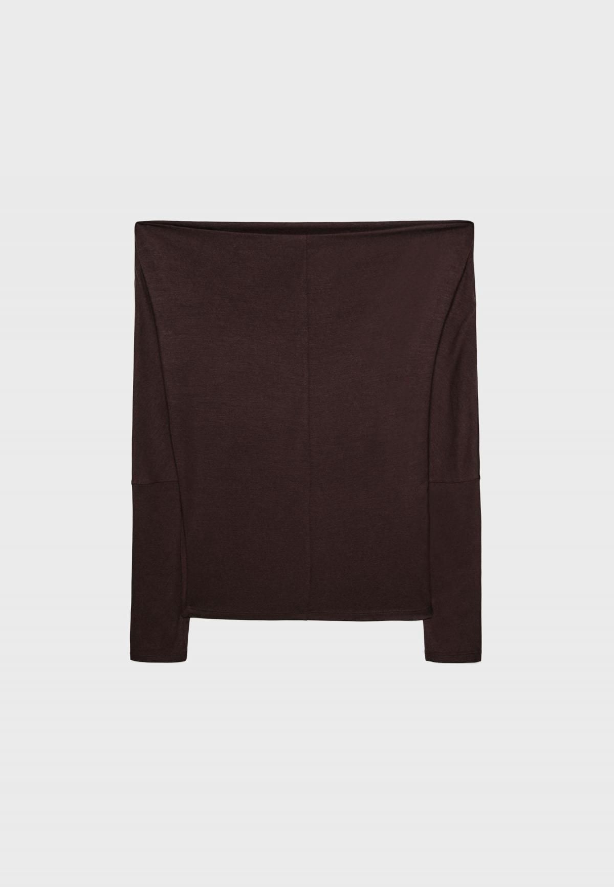 스트라디바리우스 모달블렌드 비대칭 슬림핏 긴팔 티셔츠 6681/966 BROWN - 상품 이미지
