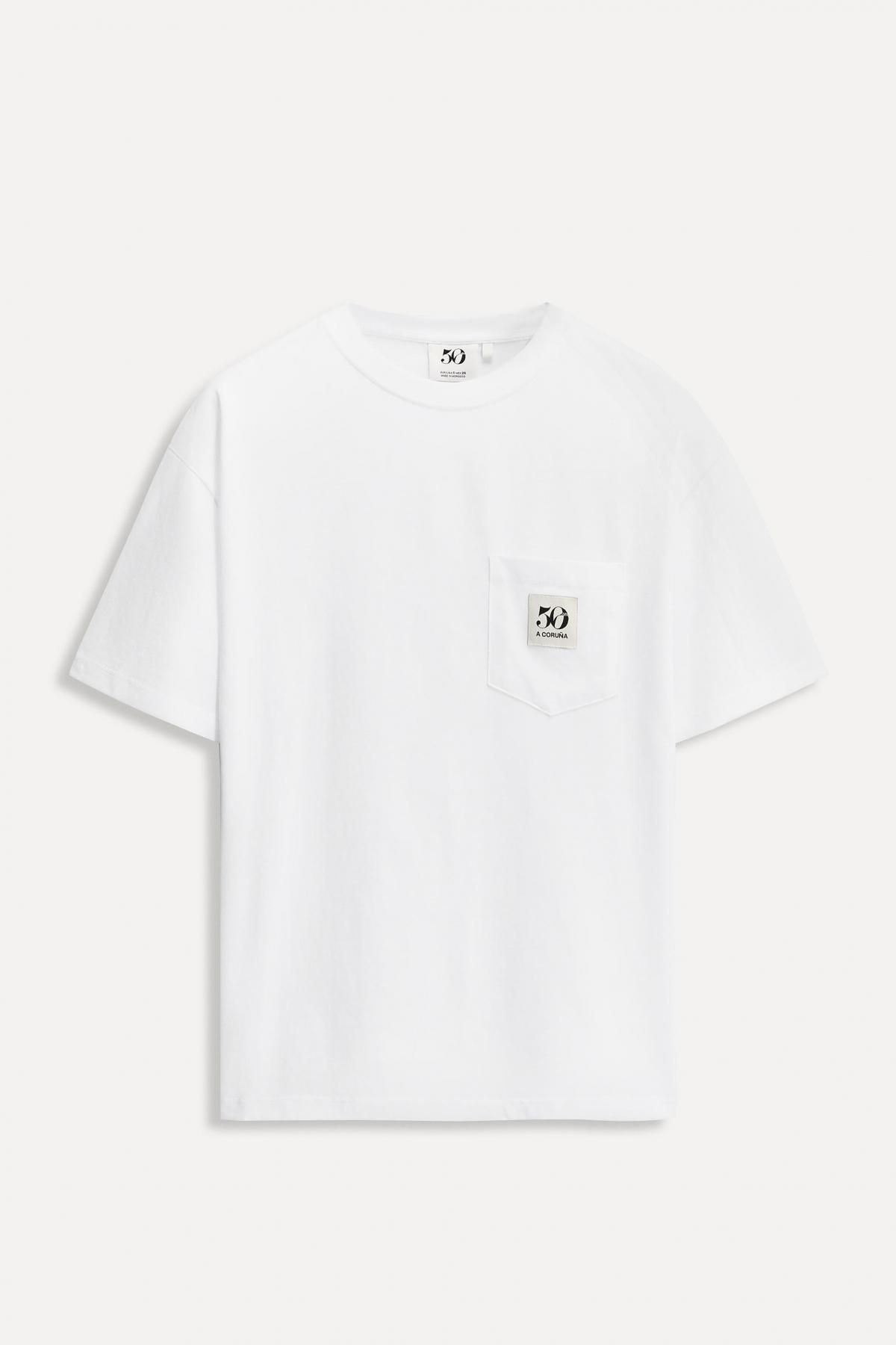 자라 50주년 패치 코튼 포켓 반팔 티셔츠 0085/011 WHITE - 메인 이미지