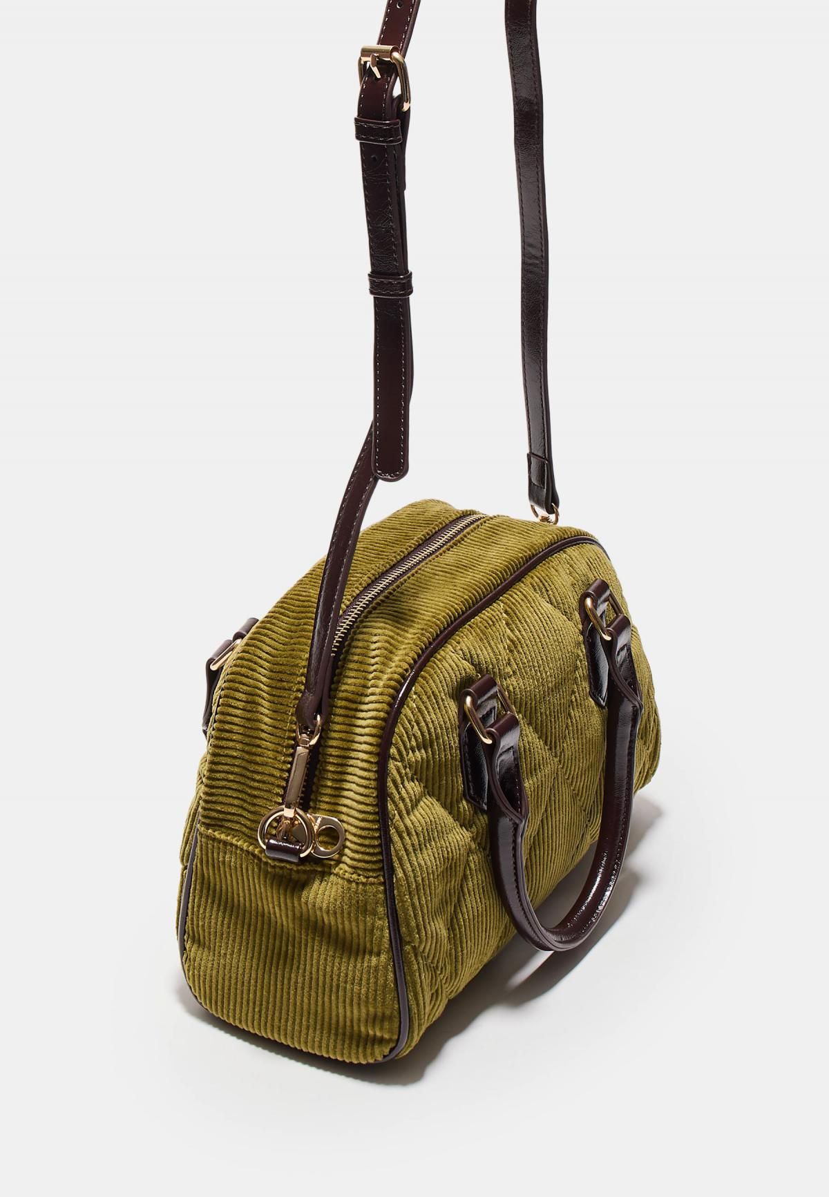스트라디바리우스 퀼팅 코듀로이 배색 볼링백 3681/911 OLIVE GREEN - 상세 이미지 3