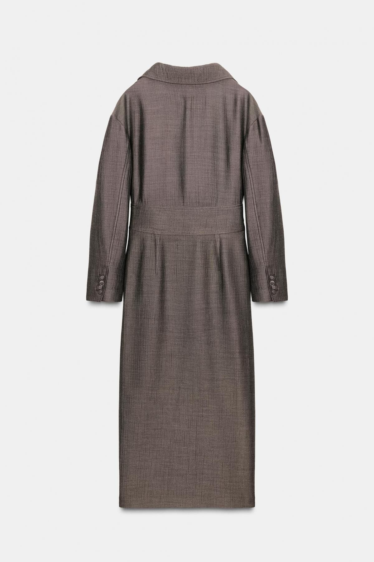 자라 체크 패턴 랩 미디 원피스 8933/569 TAUPE GREY - 상세 이미지 2