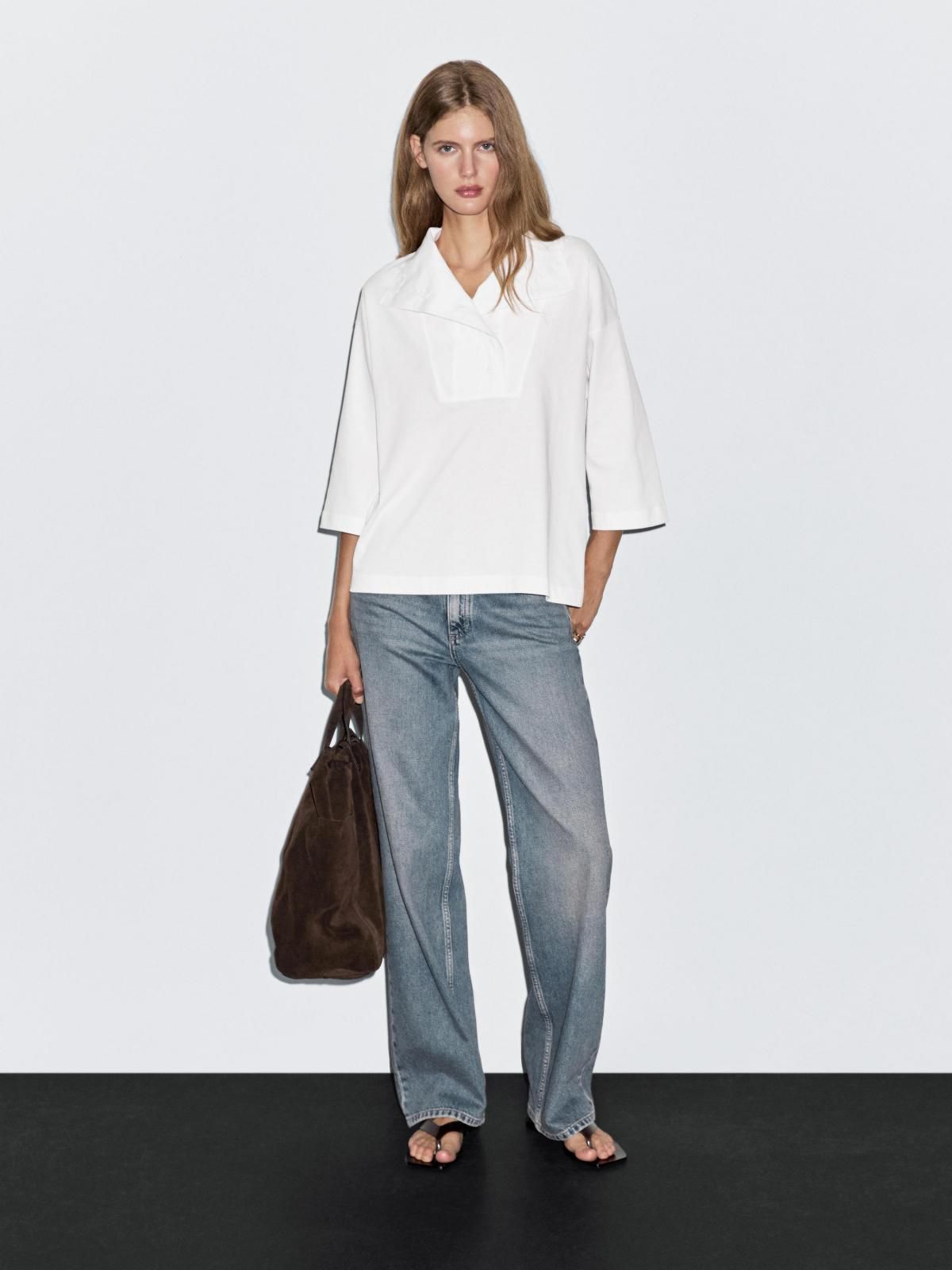 마시모두띠 코튼 퍼넬넥 버튼 반팔 티셔츠 6267/544 OFF WHITE - 상세 이미지 2
