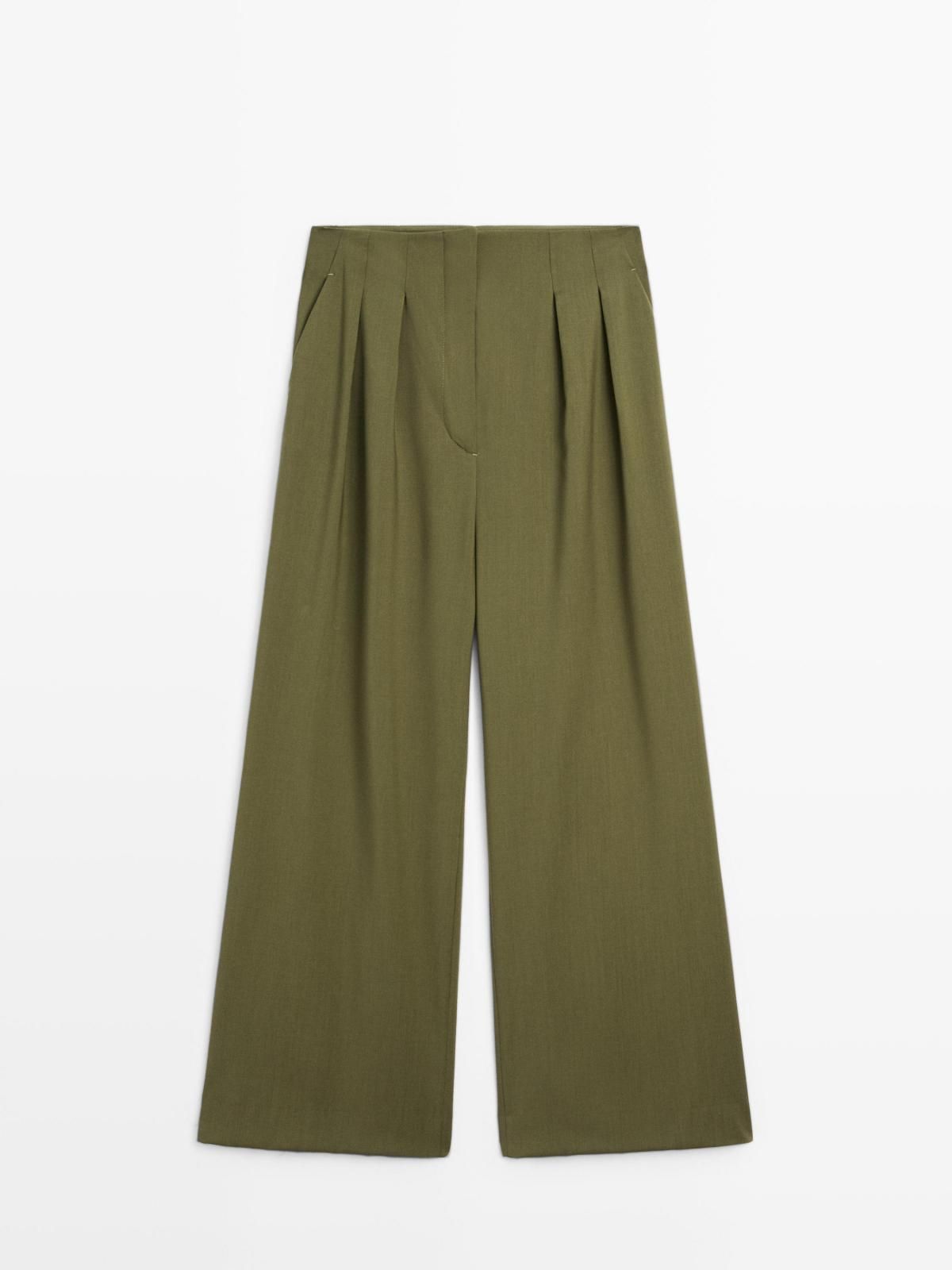 마시모두띠 테크니컬 울 와이드 다트 슬랙스 팬츠 9006/951 MOSS GREEN - 상세 이미지 5