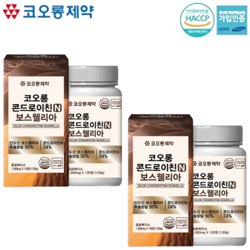 코오롱제약 보스웰리아 콘드로이친 120정 2박스 8개월 관절 연골 건강 보스웰릭산 우슬 - 상품 이미지