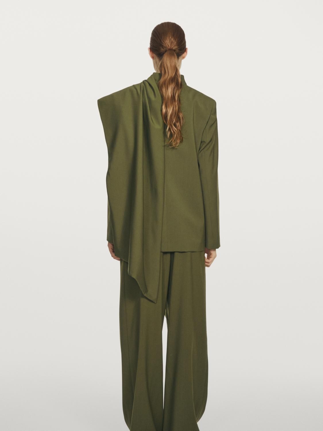 마시모두띠 울 테일러드 스카프 디테일 재킷 9504/951 MOSS GREEN - 상세 이미지 4