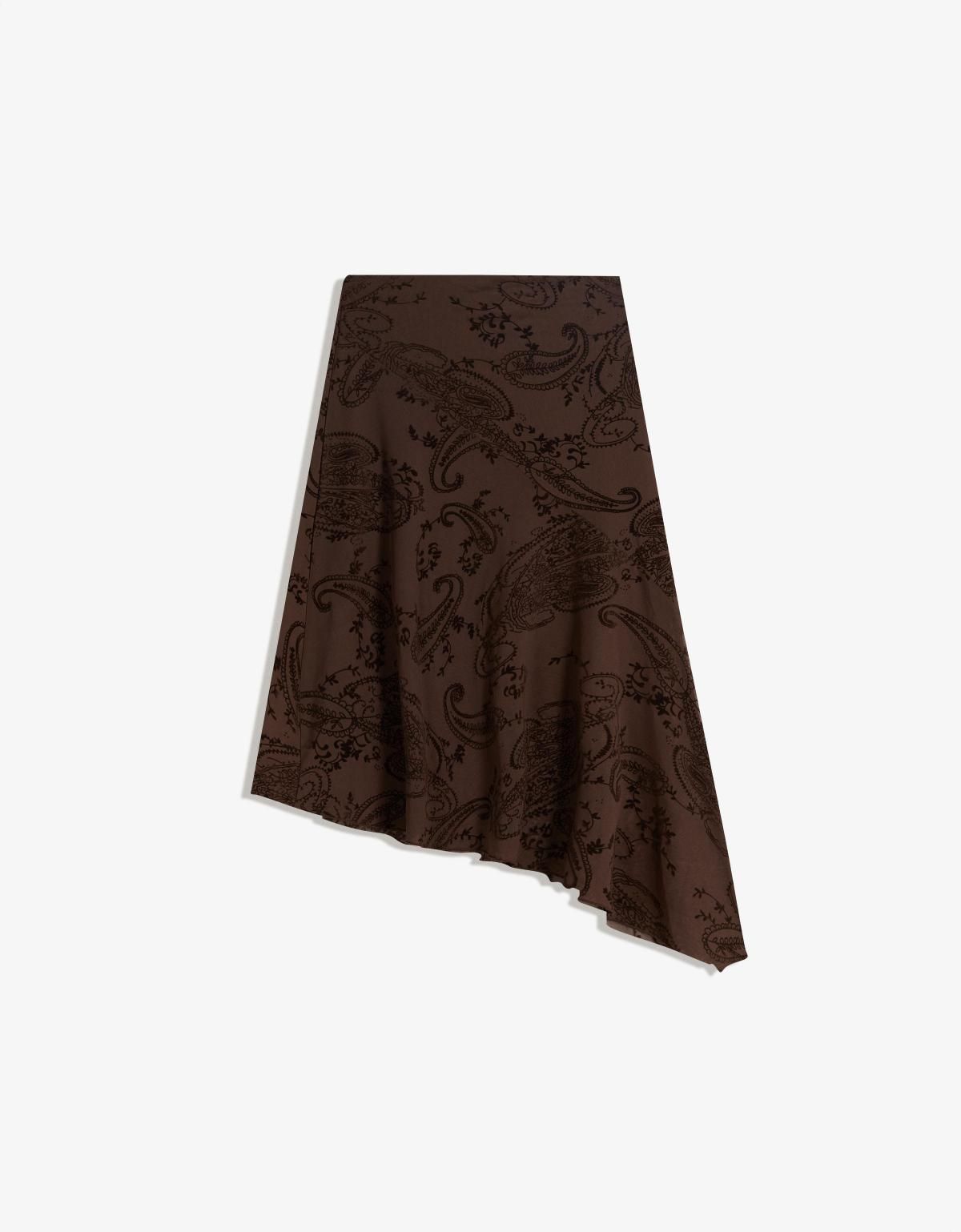버쉬카 에스닉 패턴 언밸런스 미디 스커트 6095/173 BROWN - 상세 이미지 3