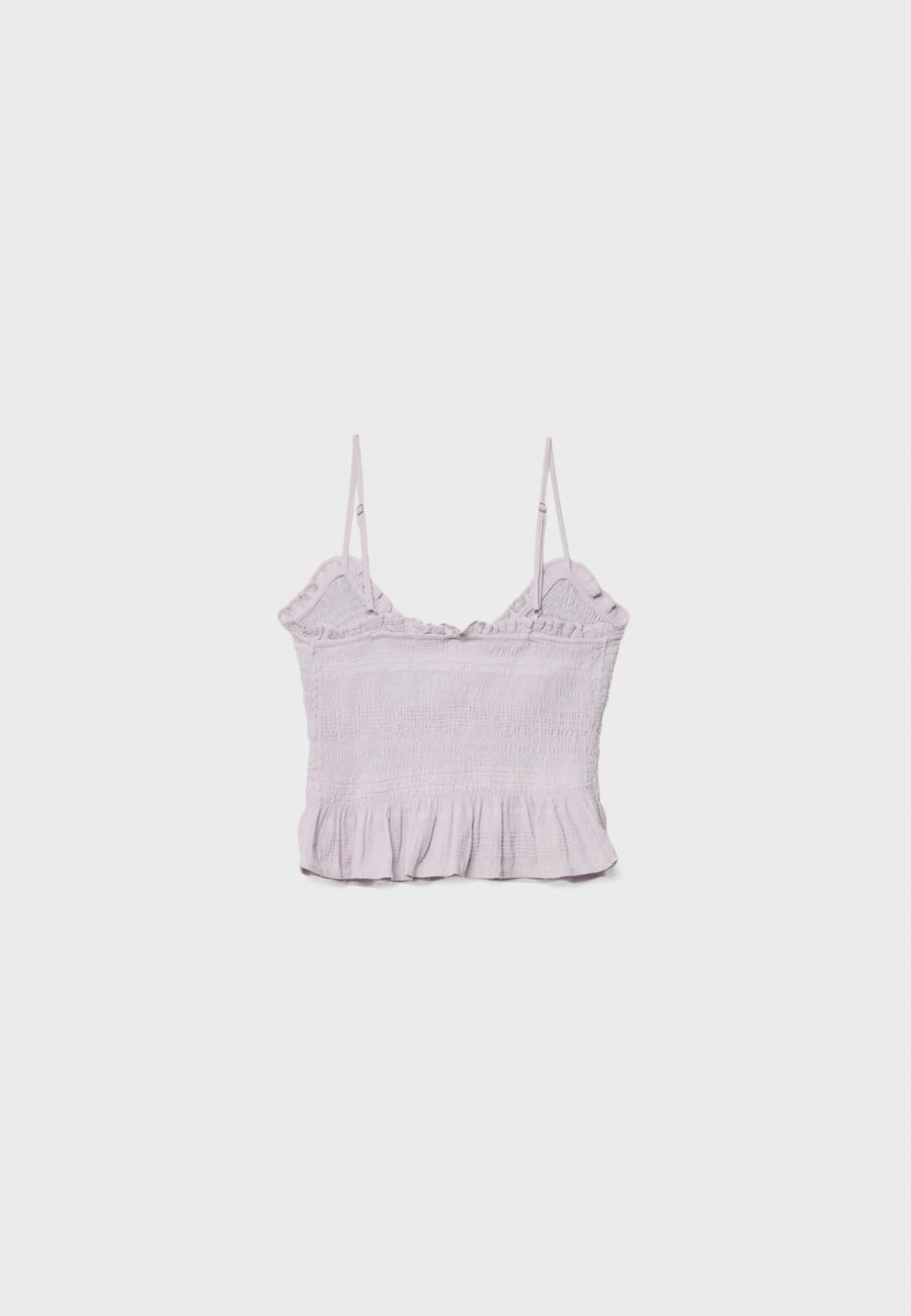 스트라디바리우스 러플 브이넥 슬림핏 민소매 탑 7158/585 LILAC - 상세 이미지 2